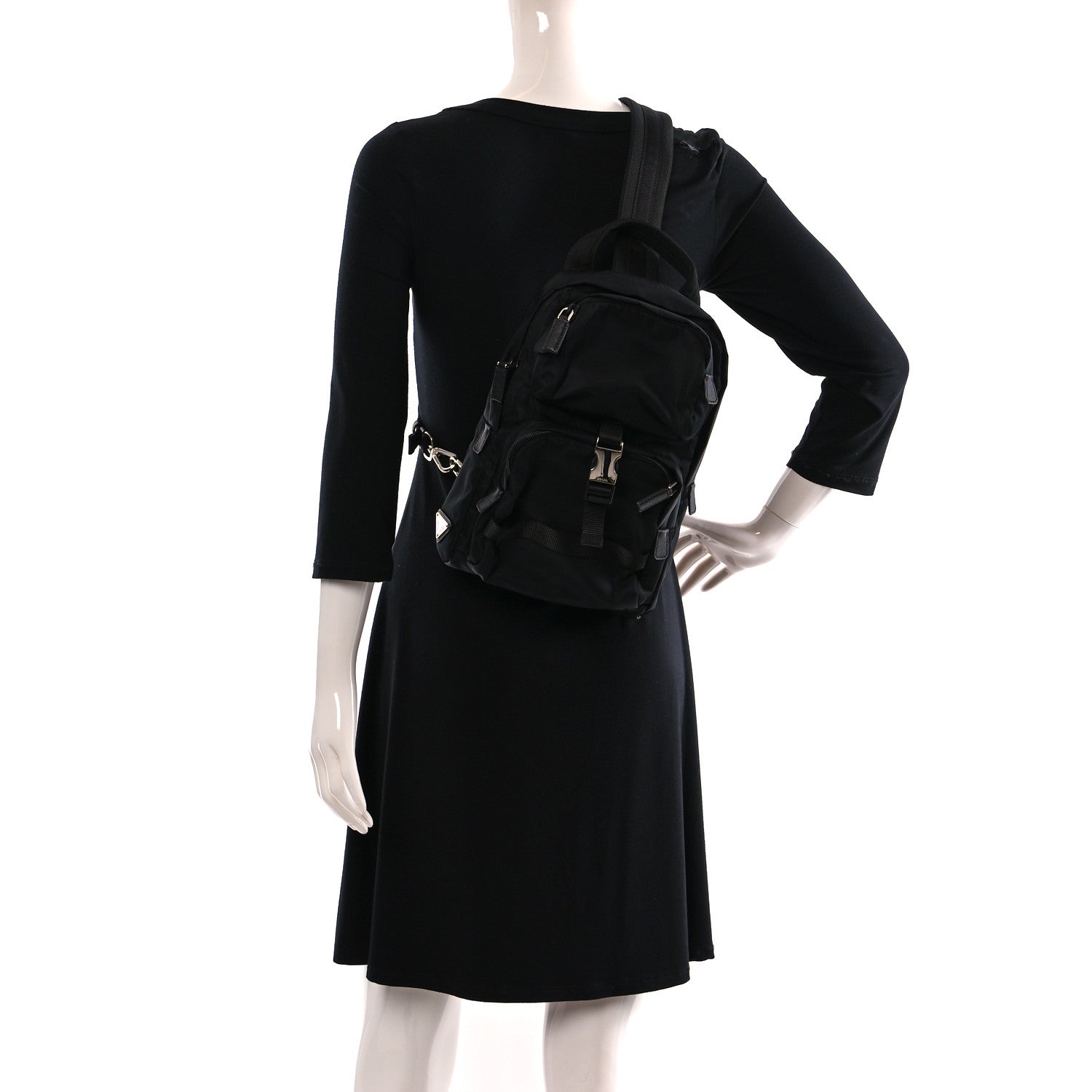 Prada Tessuto Nylon Montagna Sling Backpack Black 2 of 8