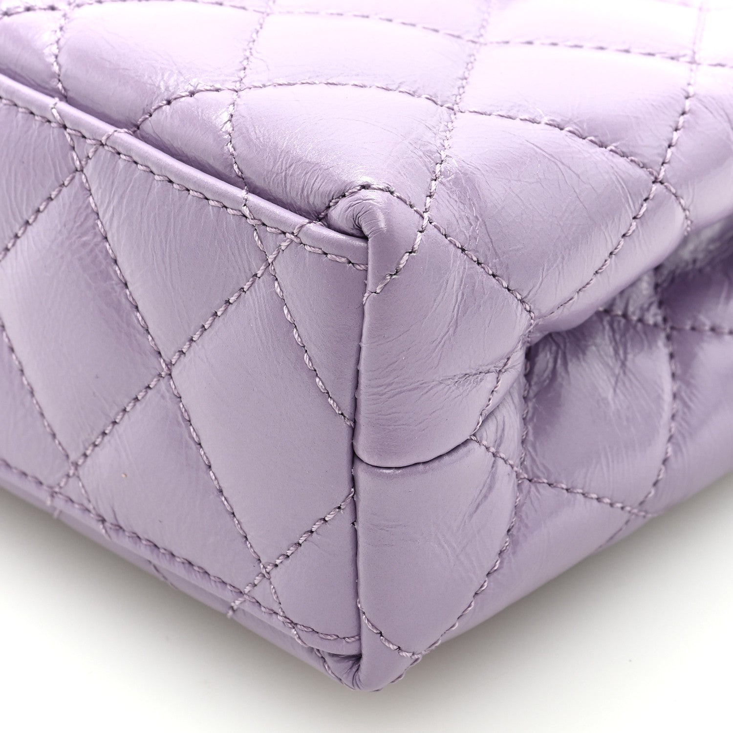Chanel Shiny Aged Calfskin Quilted Nano Kelly Shopper Lilac 9 of 9