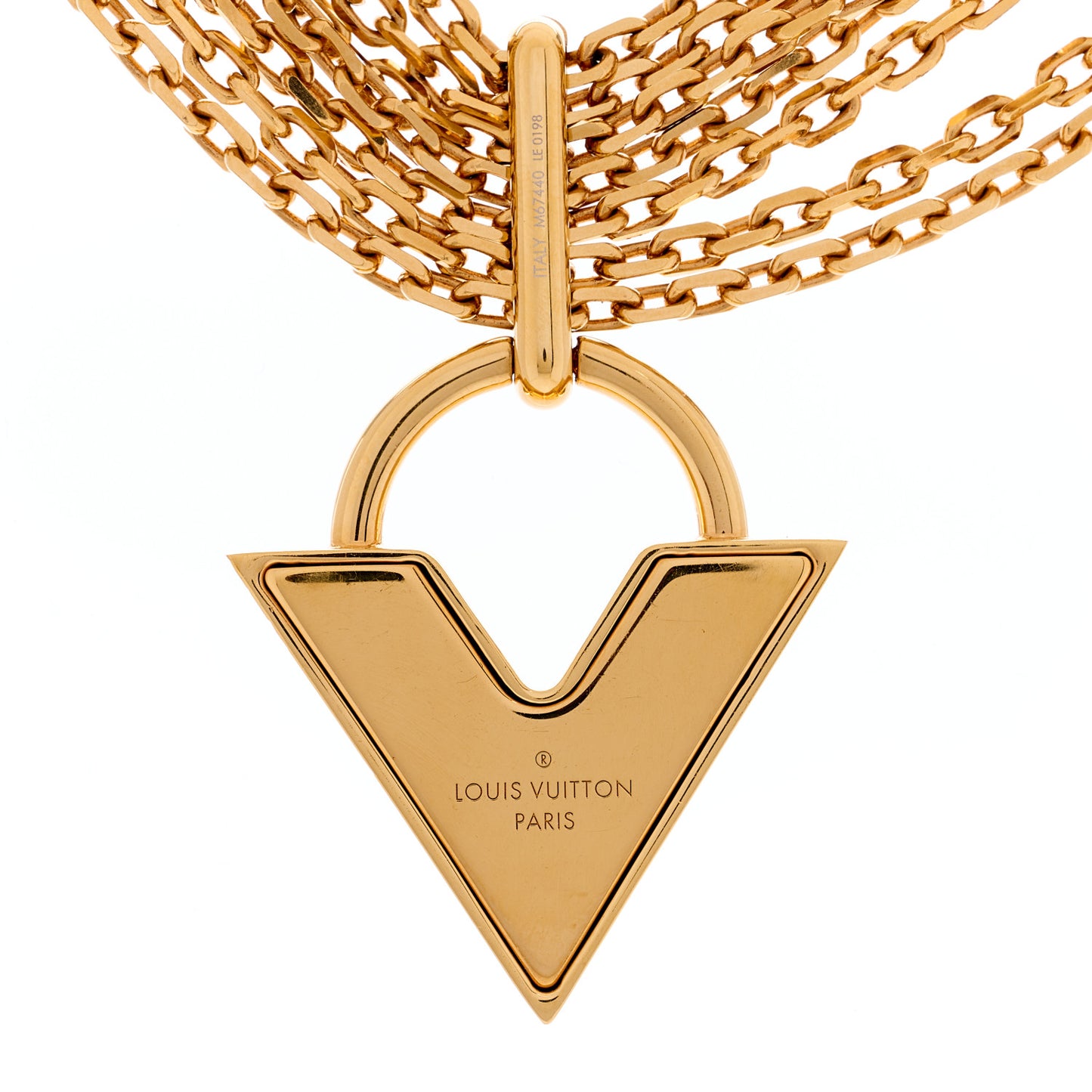 Essential V Guilloche Choker Gold