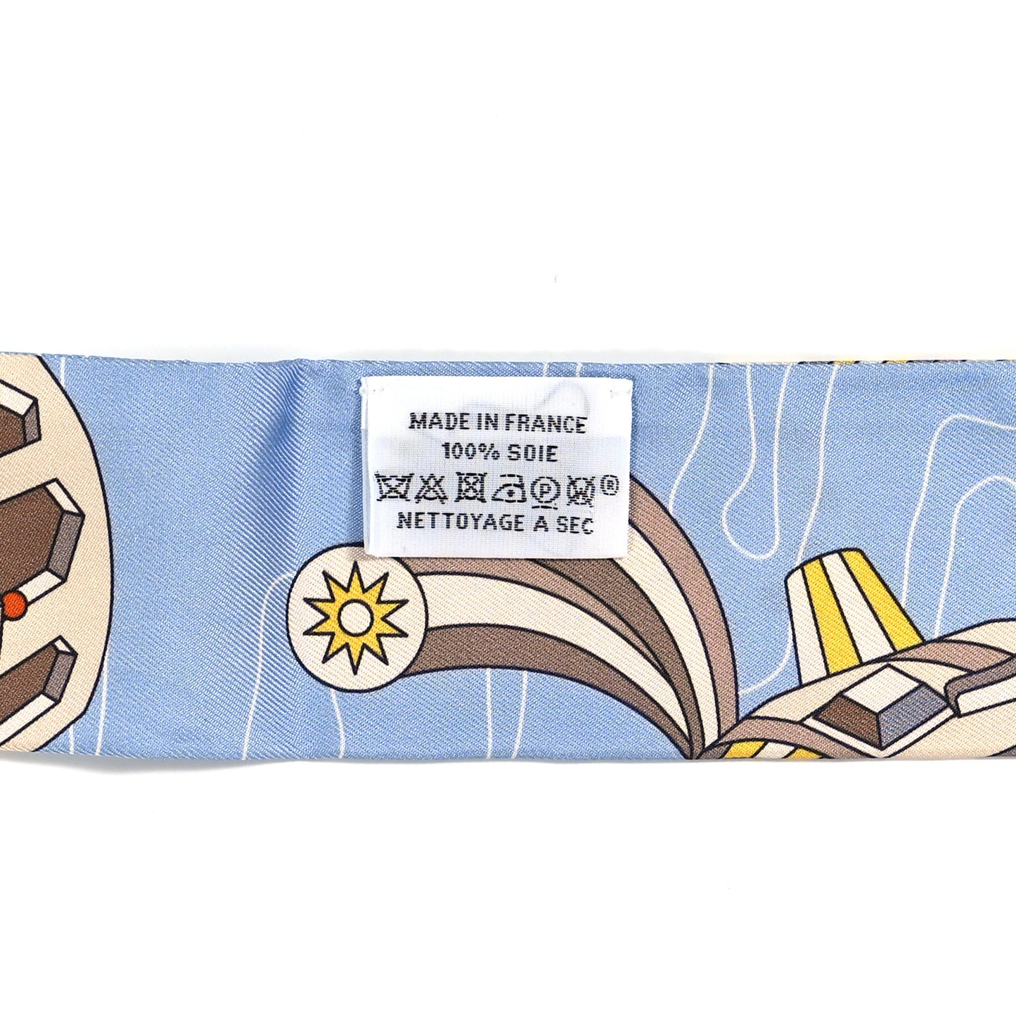 Silk Odyssey Twilly Beige Bleu Ciel Jaune Vif