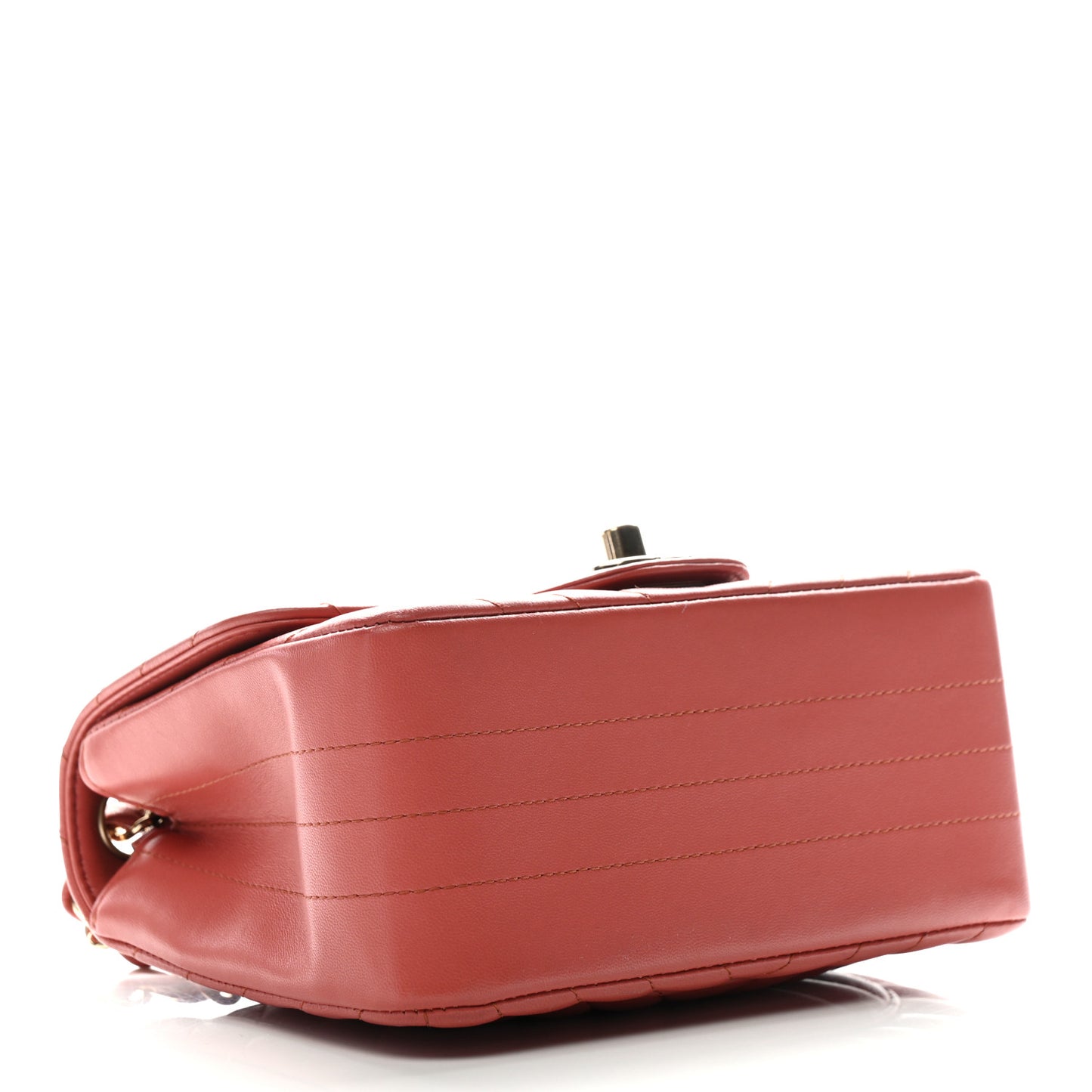 Lambskin Chevron Quilted Mini Square Flap Rosewood