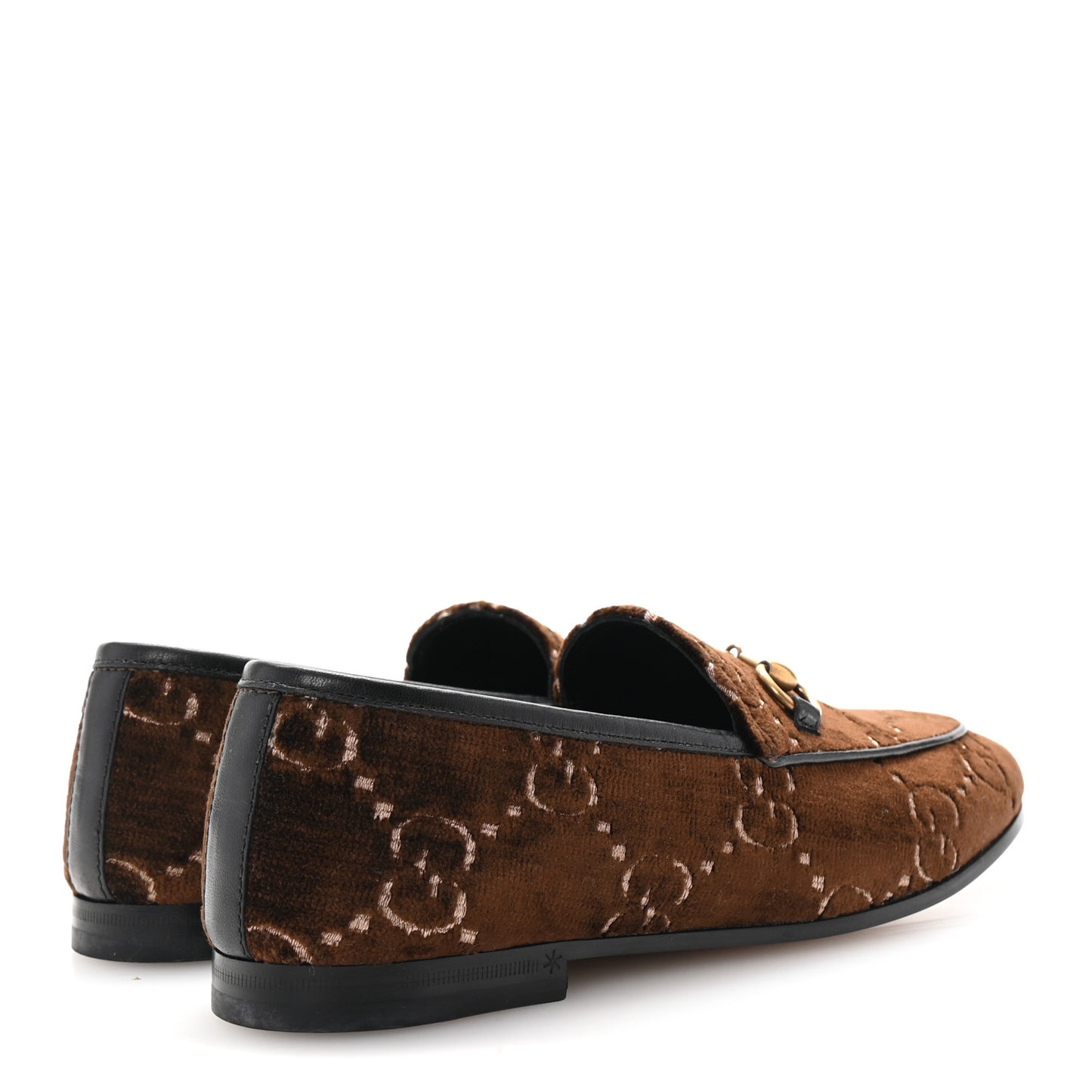 Velvet GG Monogram Horsebit Womens Jordaan Loafers 36 Brown Black