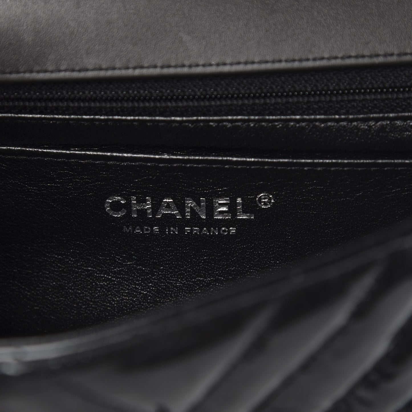 Patent Metallic Crumpled Calfskin Chevron Quilted Mini Rectangular Flap So Black