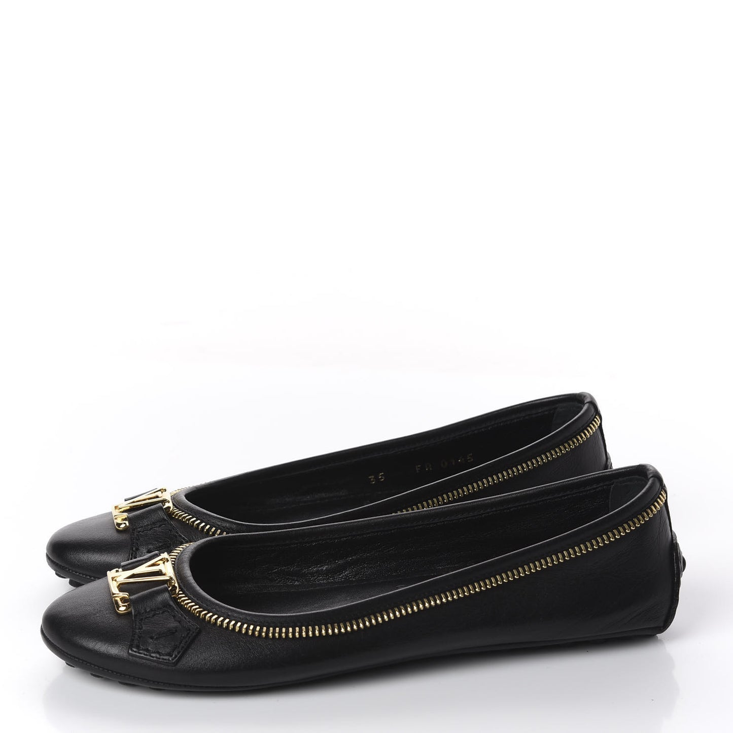 Calfskin Zip Oxford Ballerina Flats 35 Black