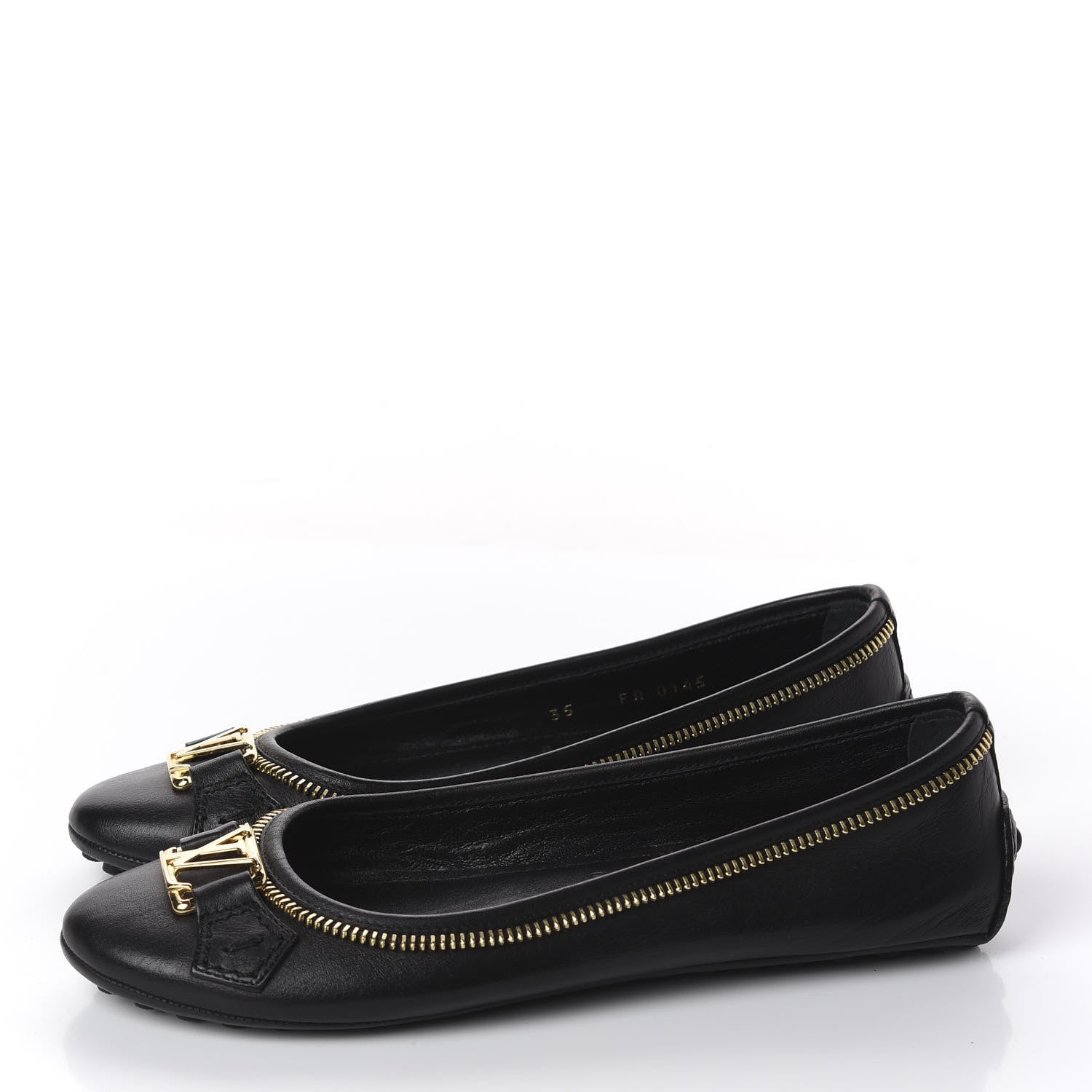 Louis Vuitton Calfskin Zip Oxford Ballerina Flats 35 Black 2 of 9