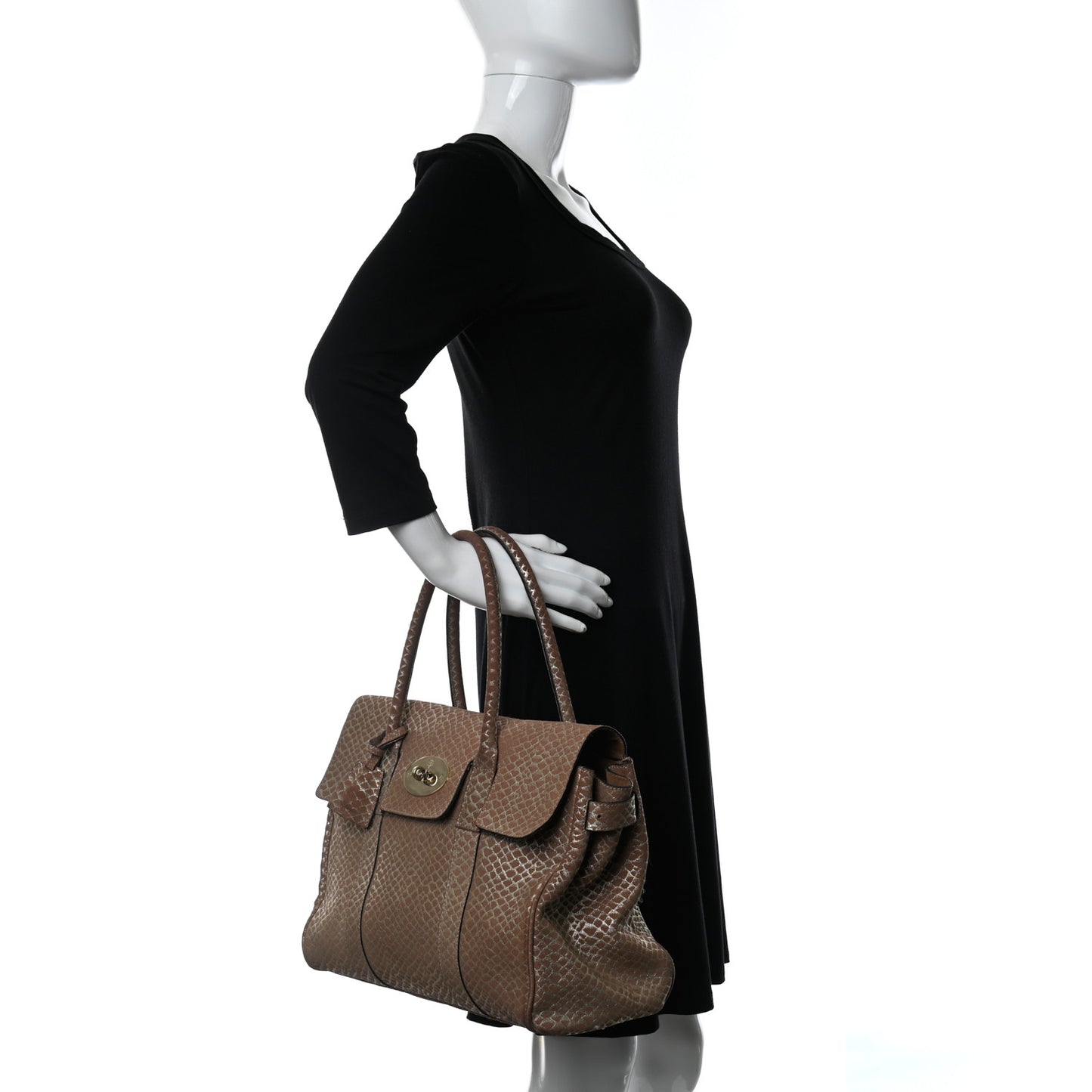 Metallic Snake Suede Bayswater Satchel