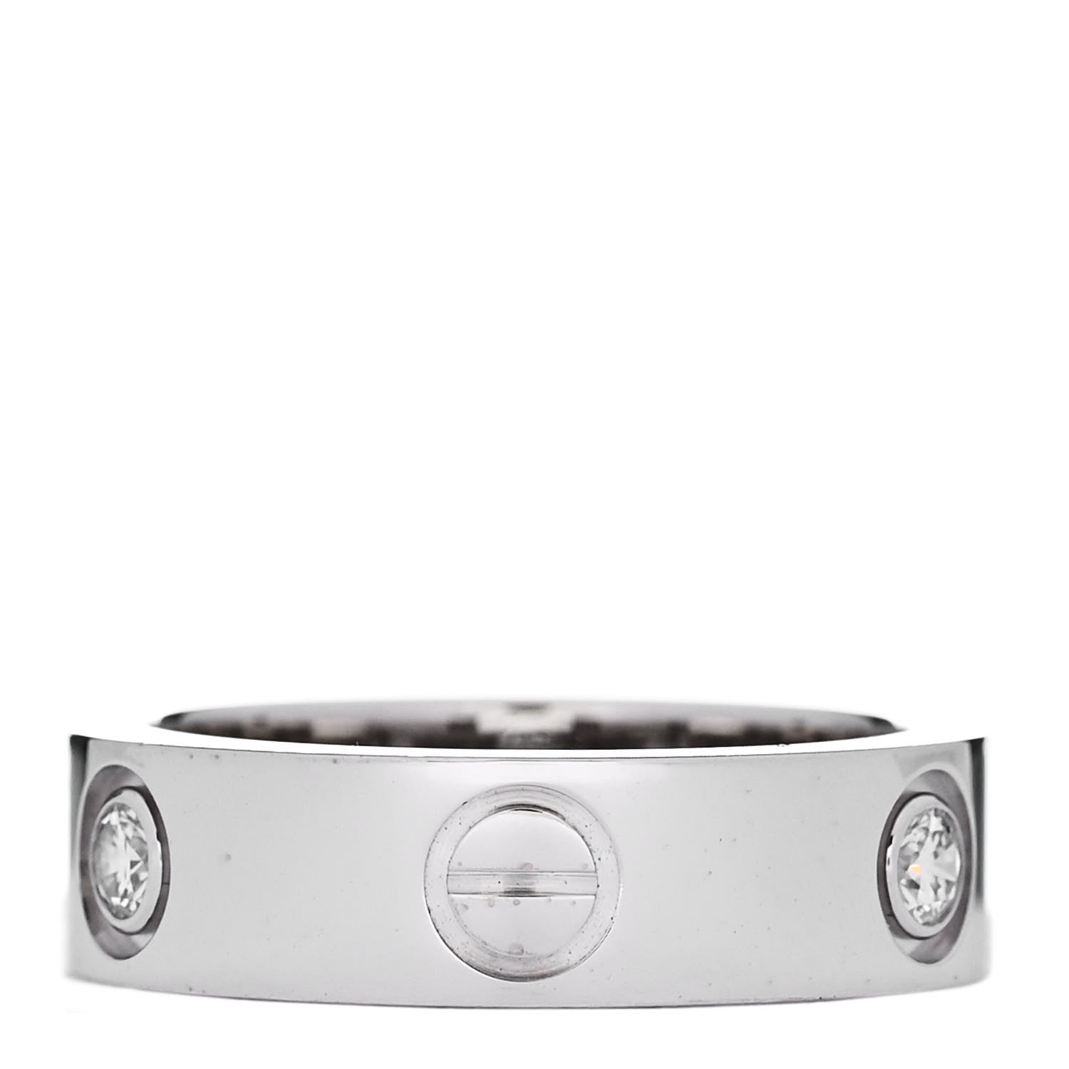 Cartier 18K White Gold 3 Diamond 5.5mm LOVE Ring 52 6 3 of 4