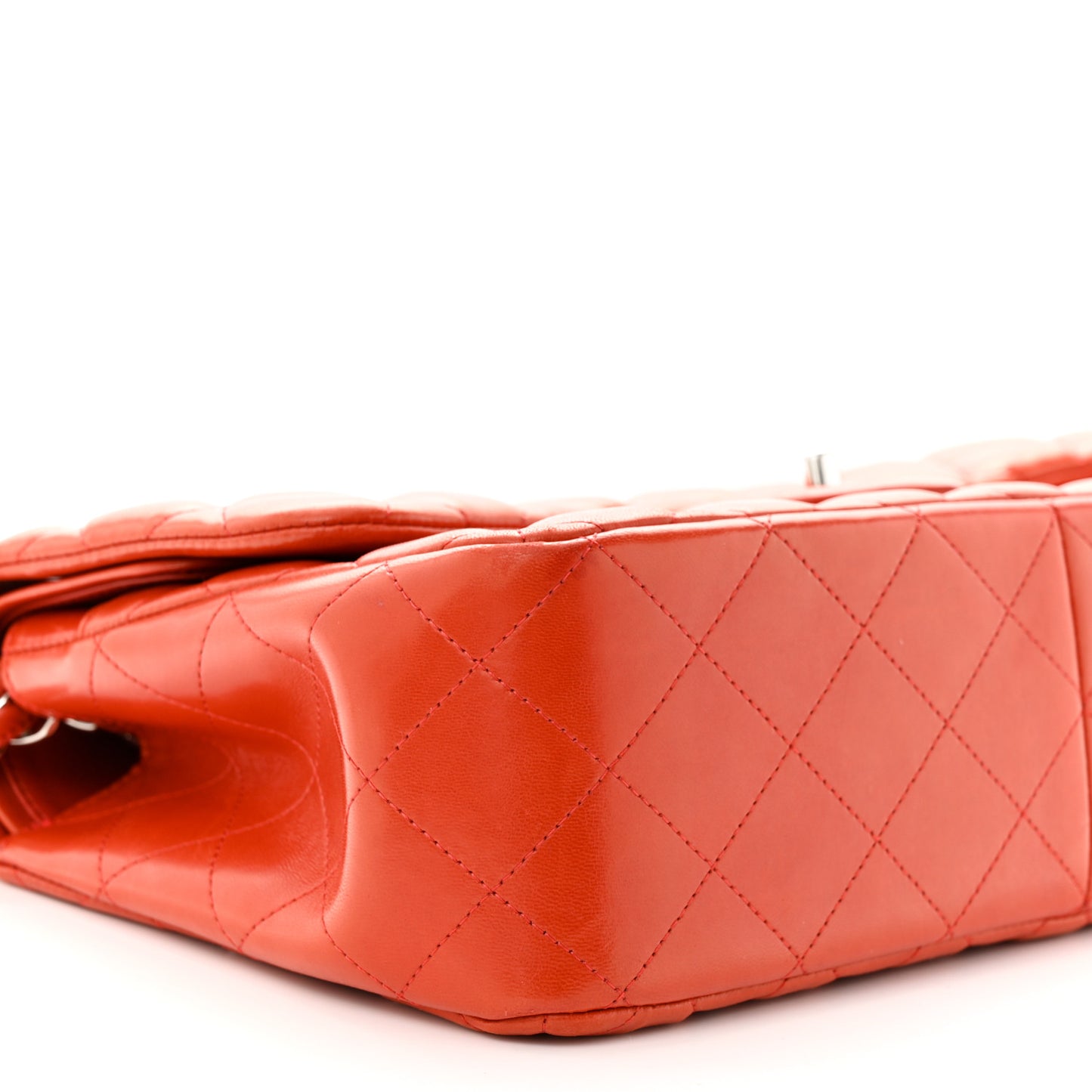 Lambskin Quilted Jumbo Double Flap Red