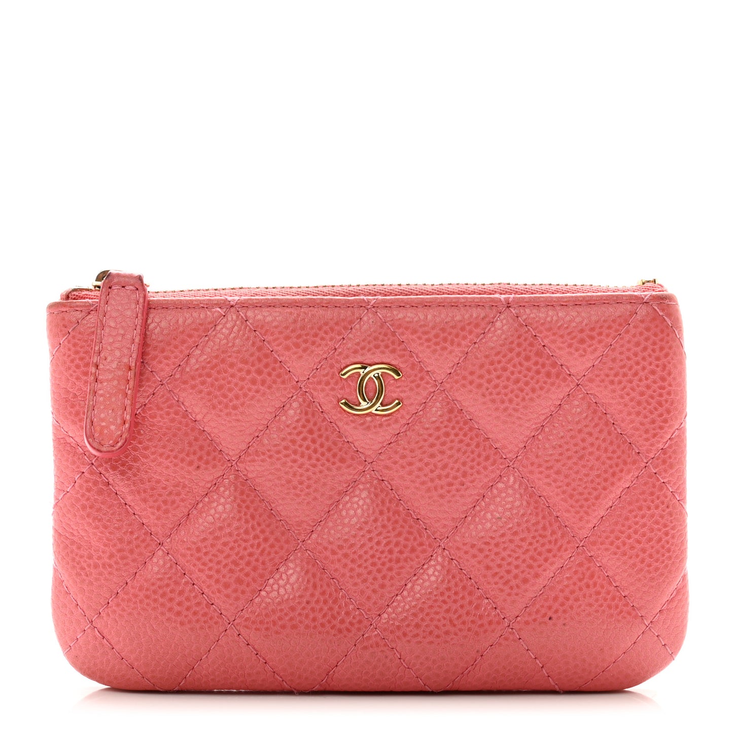 Caviar Quilted Small Cosmetic Case Pink