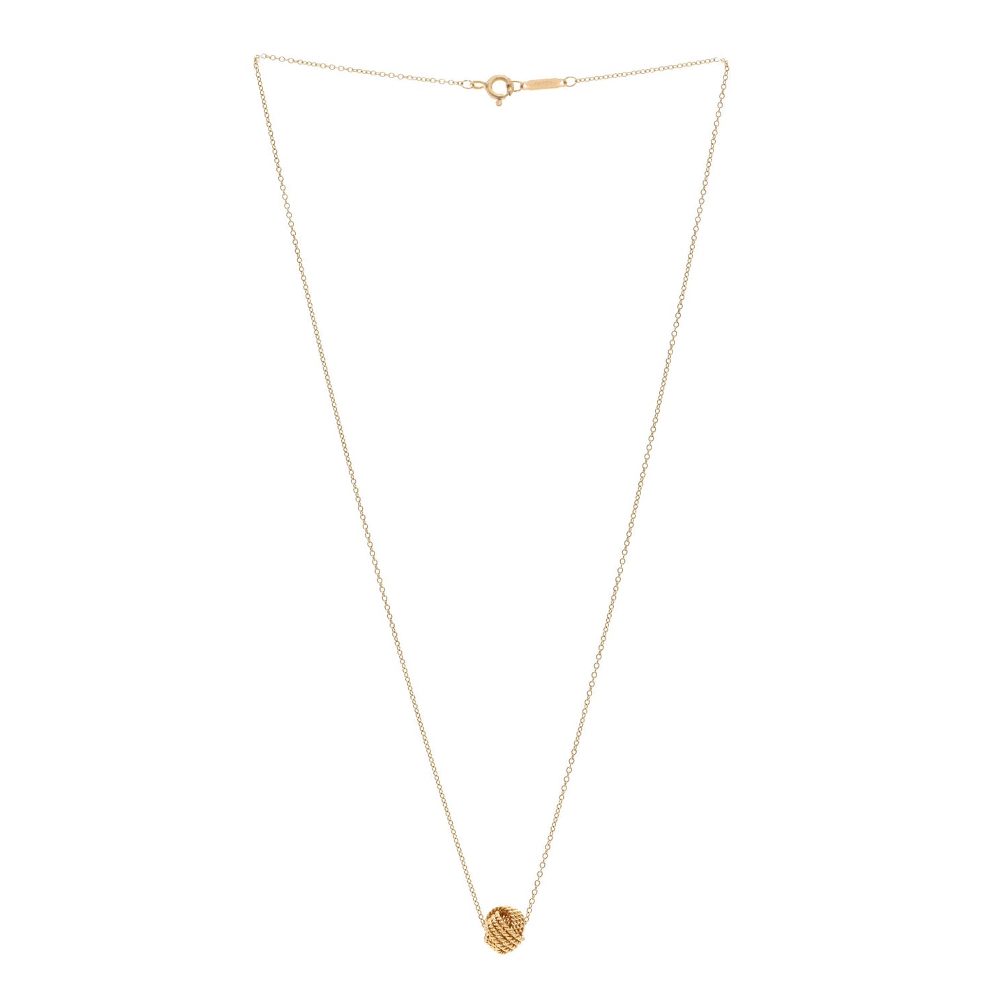 18K Yellow Gold Twist Knot Pendant Necklace