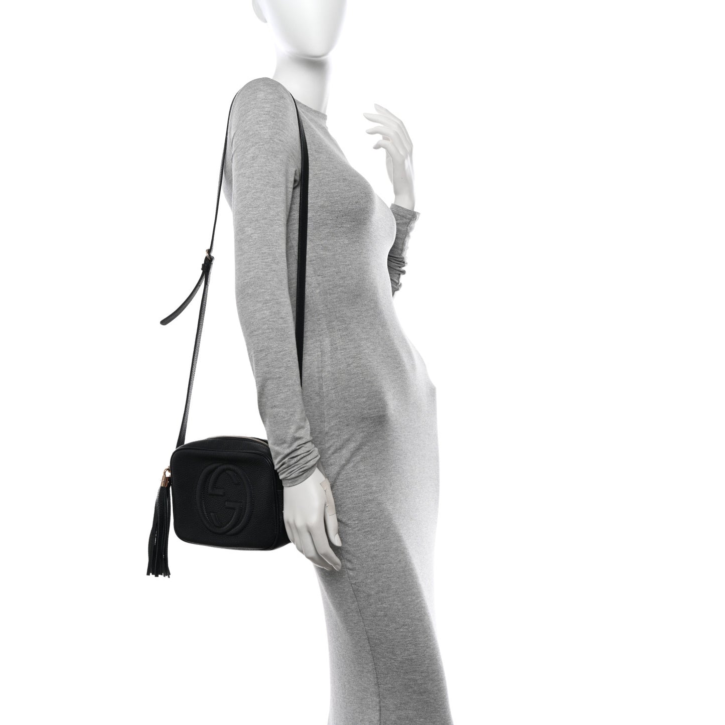 Pebbled Calfskin Small Soho Disco Bag Black