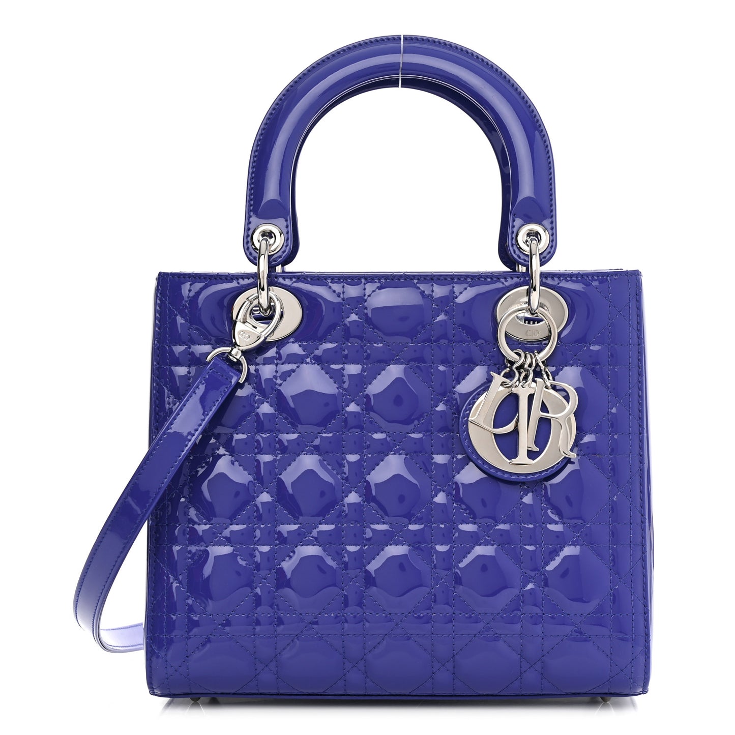 Patent Cannage Medium Lady Dior Blue