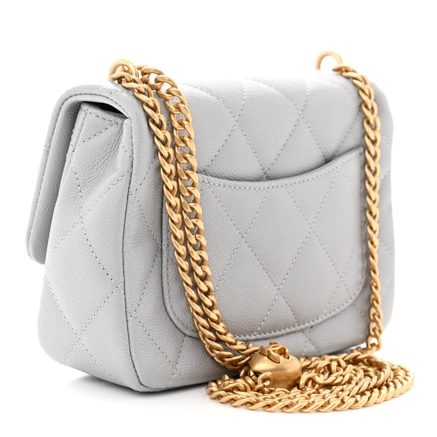 Caviar Quilted Mini Sweetheart Flap Grey