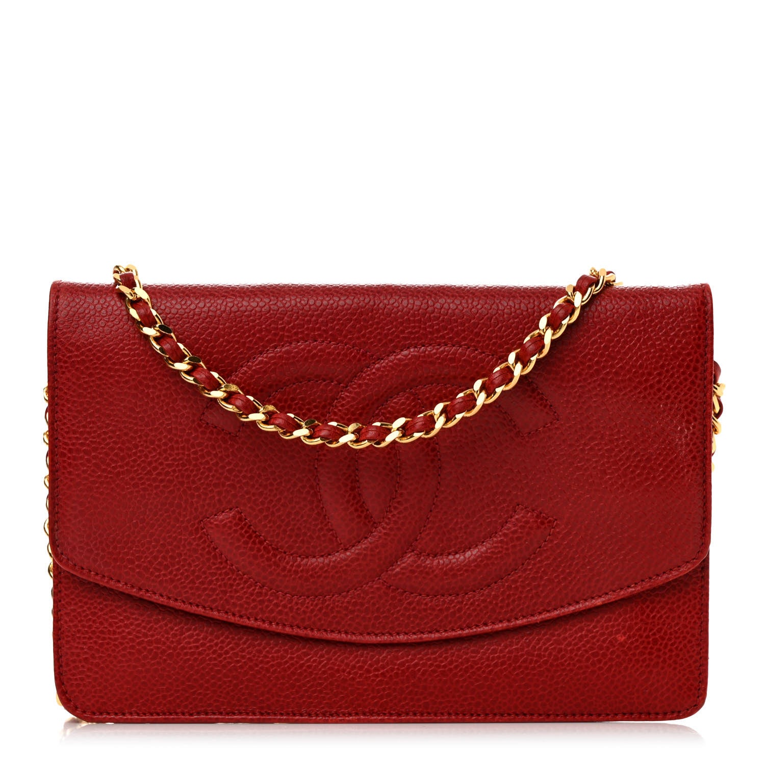 Chanel Caviar Timeless CC Wallet On Chain WOC Red 1 of 18