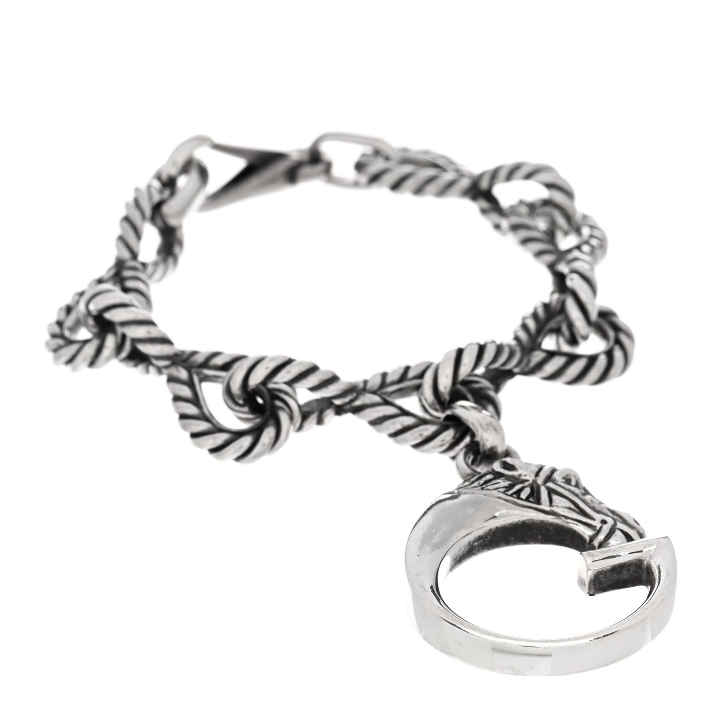 Sterling Silver G Horse Rope Bracelet