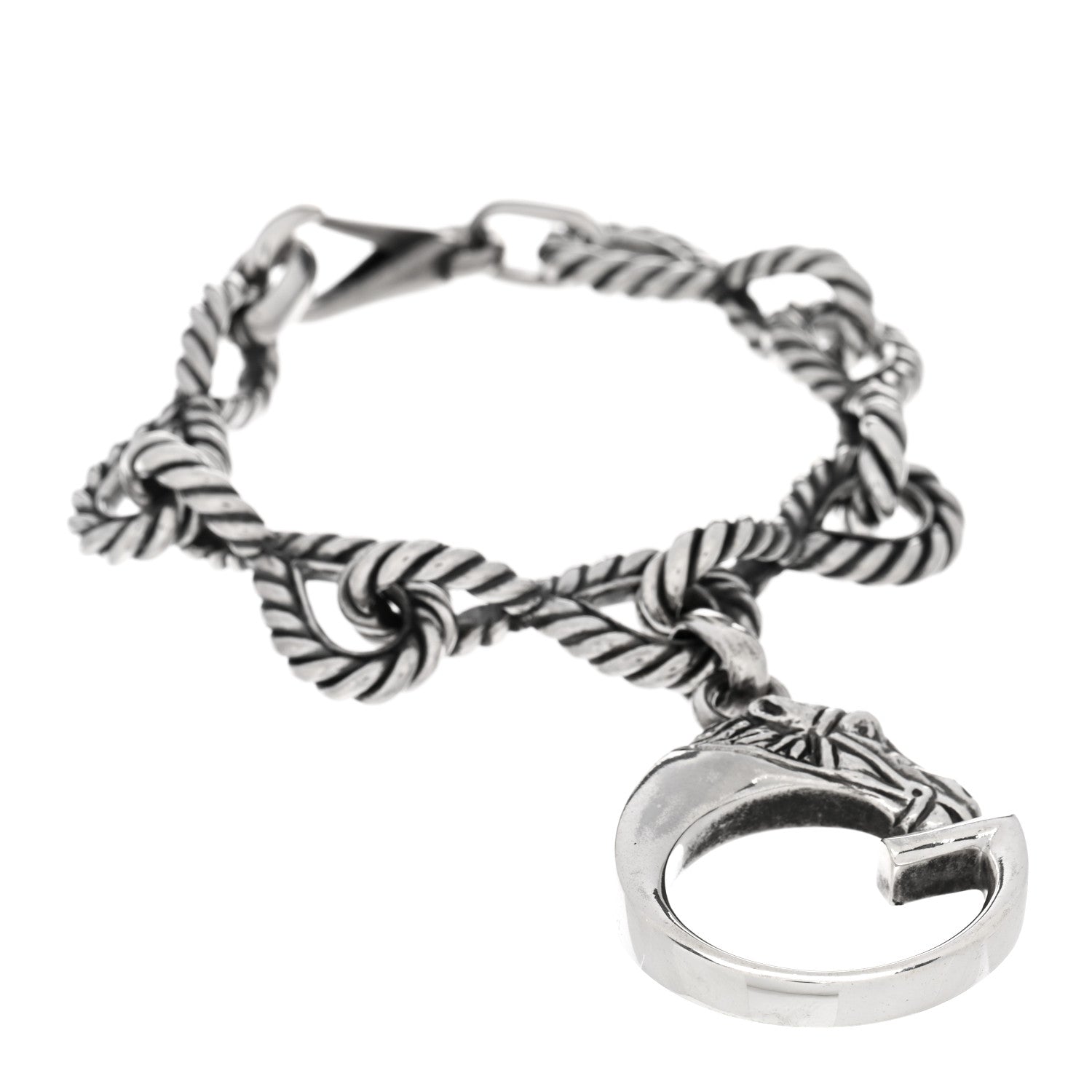 Gucci Sterling Silver G Horse Rope Bracelet 1 of 3