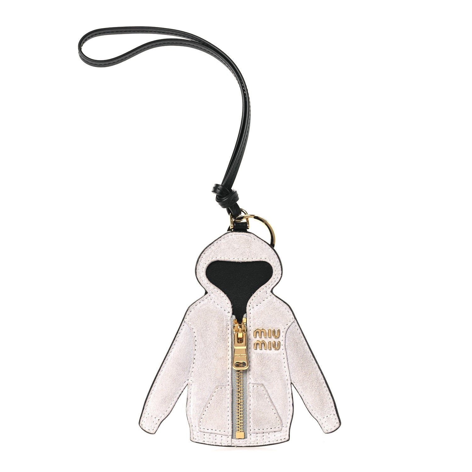 Miu Miu Calfskin Hoodie Trick Bag Charm Grigio 1880249 – FASHIONPHILE