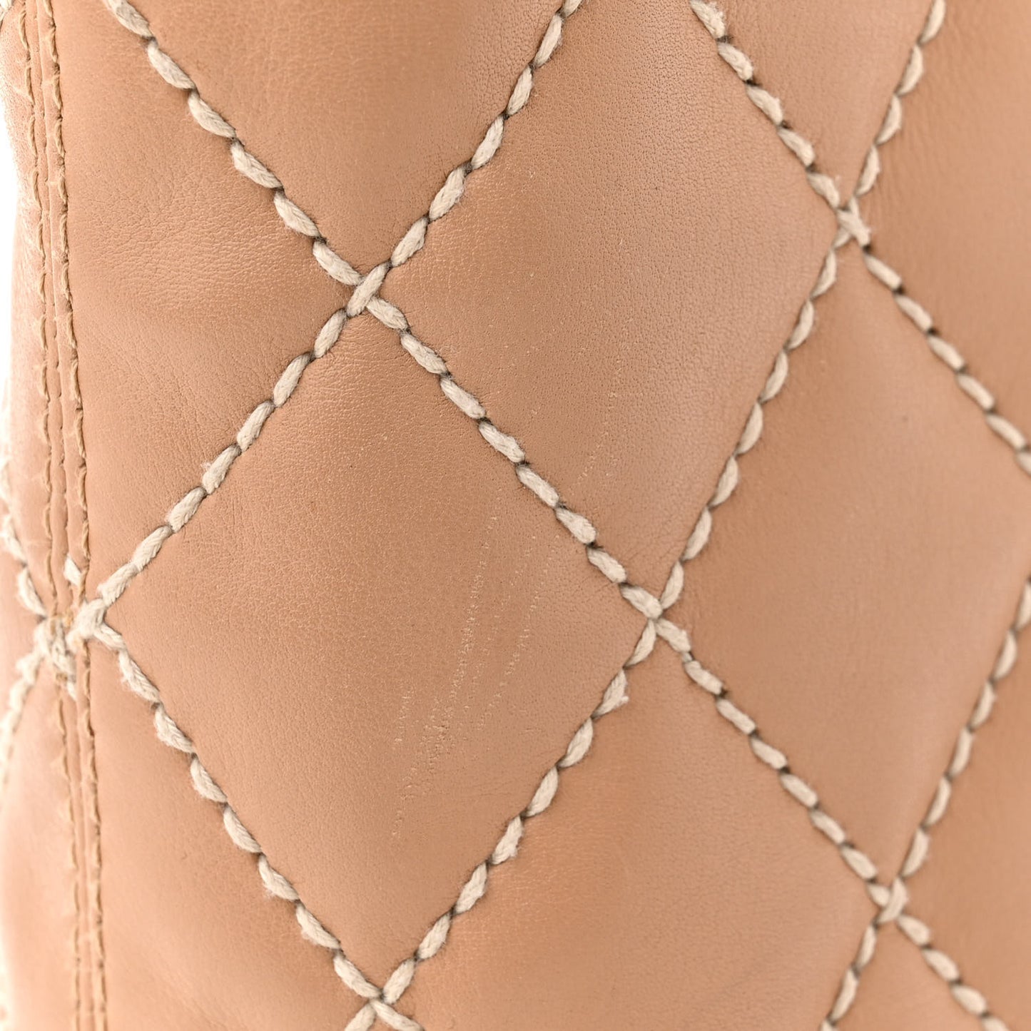 Calfskin Quilted Surpique Stitch Small Tote Beige