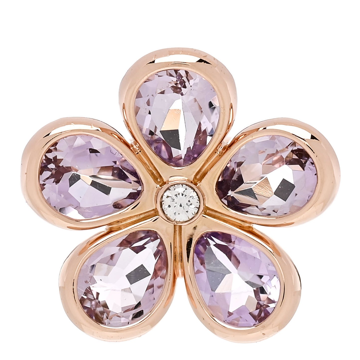 18K Rose Gold Diamond Amethyst Sparklers Flower Ring 46 3.75