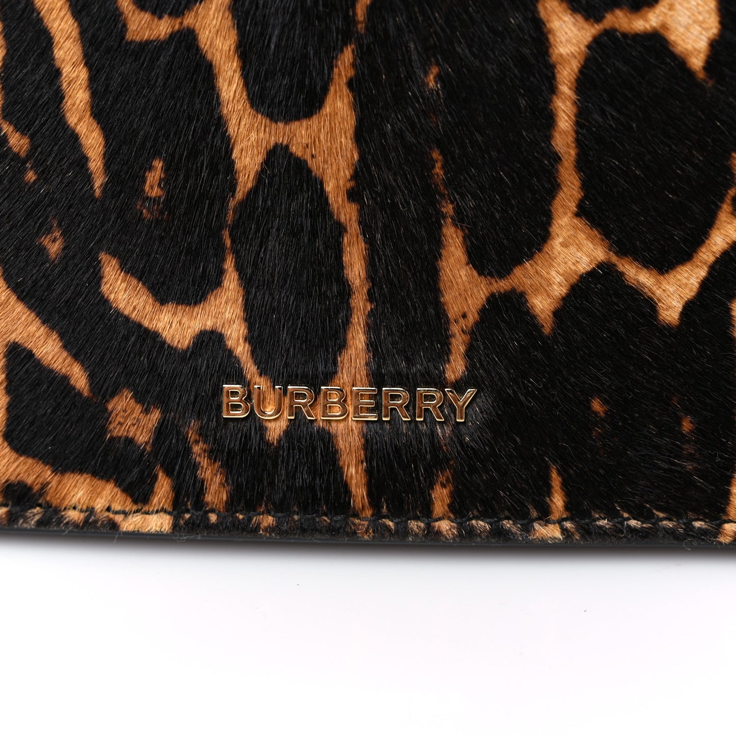 Calf Hair Leopard Print Small Title Bag with Pocket Black