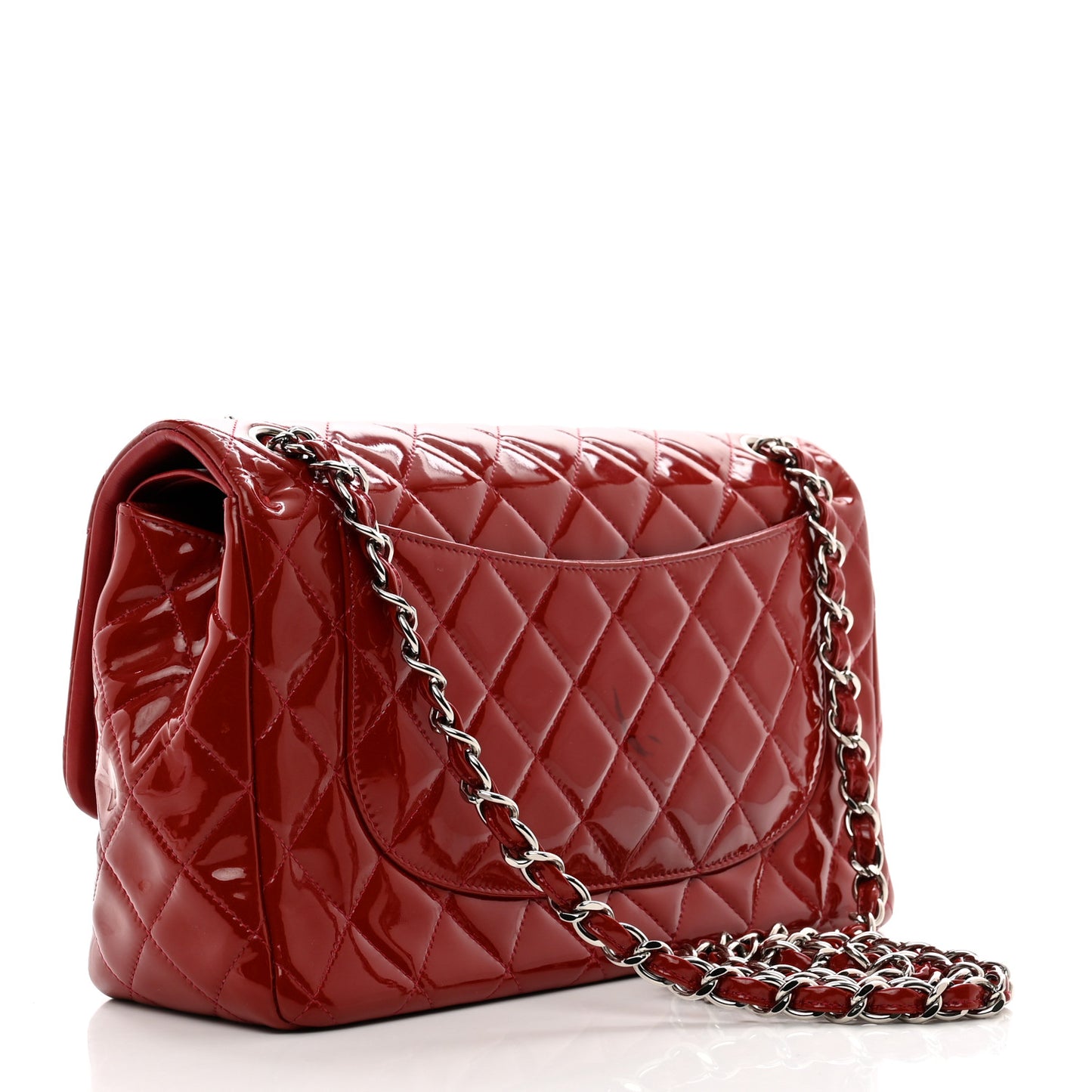 Patent Quilted Jumbo Double Flap Red