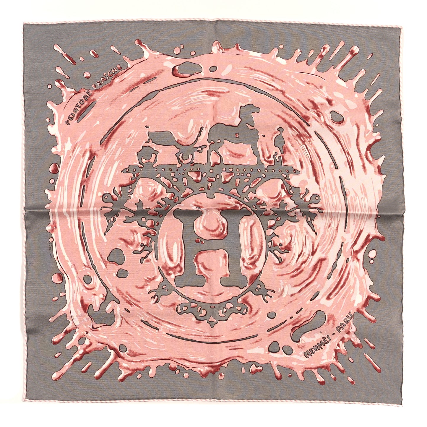 Silk Peinture Fraiche Scarf 45 Gris Acier Vieux Rose