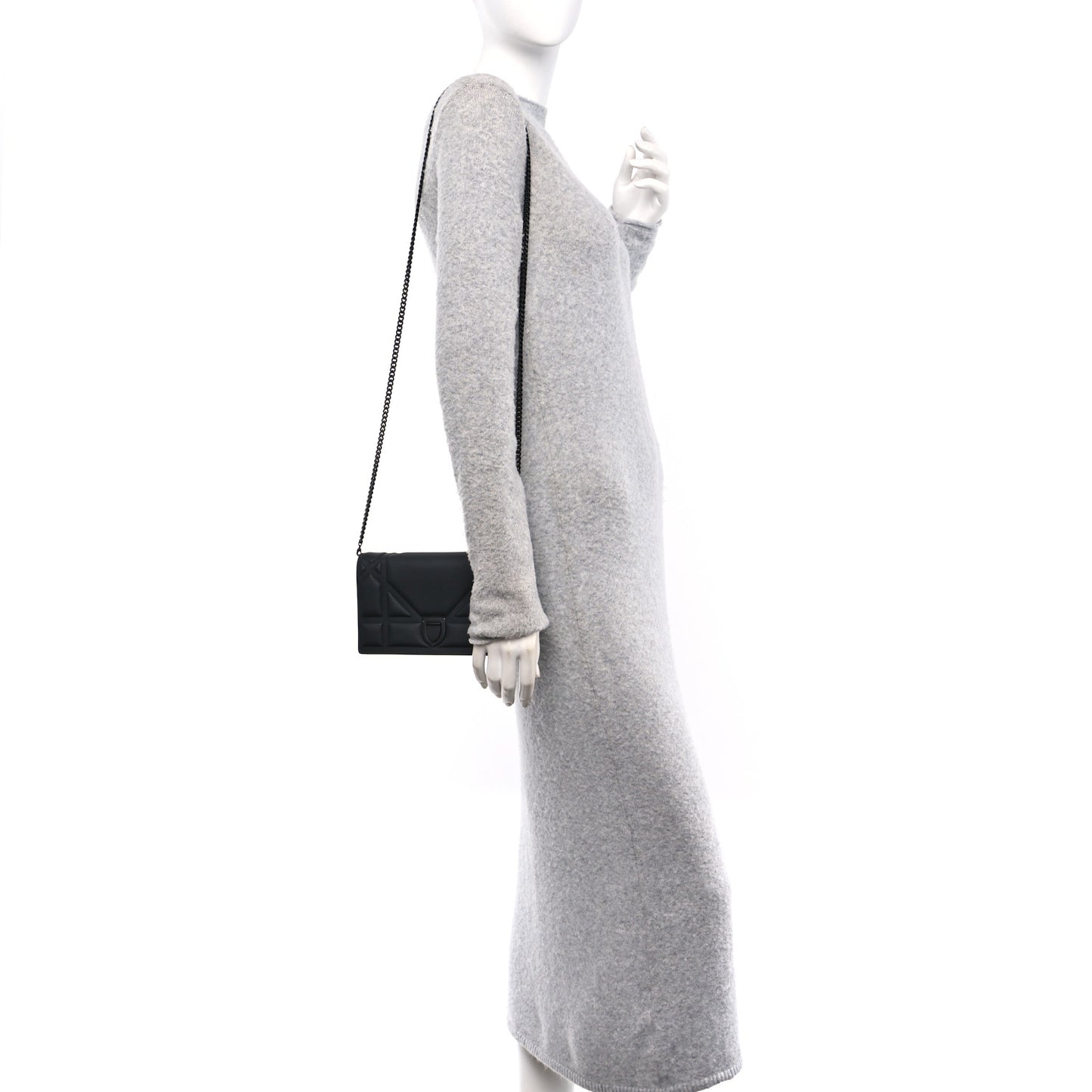 Ultra Matte Calfskin Diorama Wallet on Chain Pouch Black