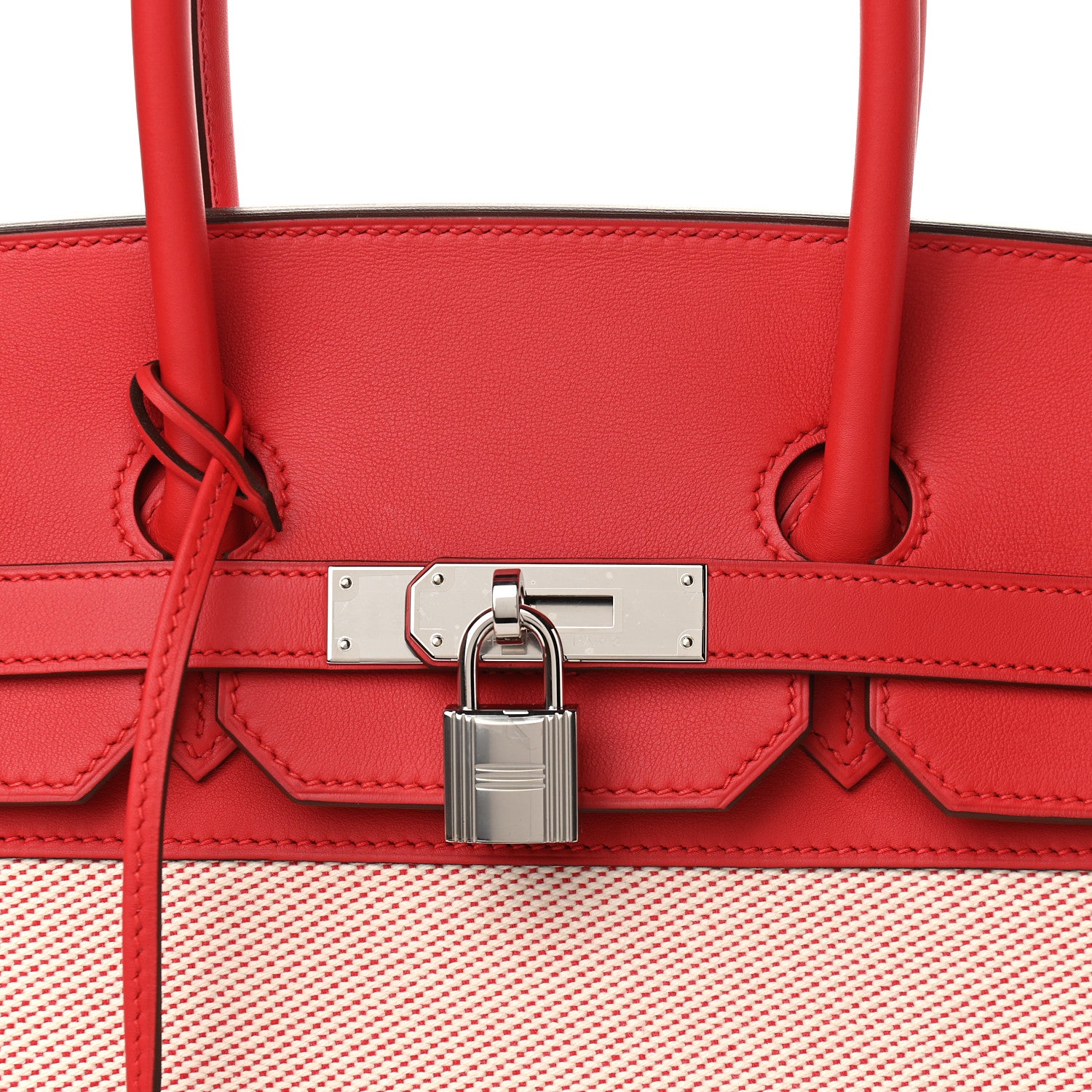 Hermes Swift Twill H Fray Fray Birkin 35 Rouge de Coeur Ecru 10 of 10