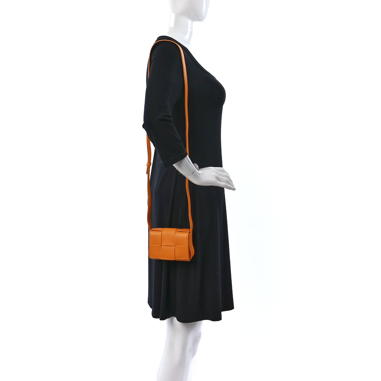 Lambskin Maxi Intrecciato Extra Mini Cassette Crossbody Bag Tangerine