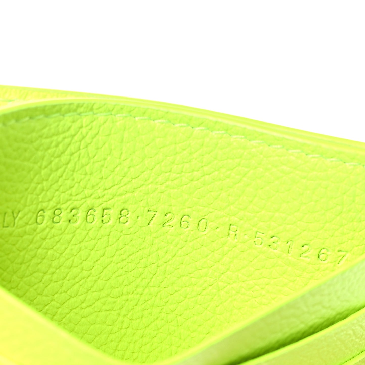 Grained Calfskin Logo Cash Card Holder Fluo Yellow Black