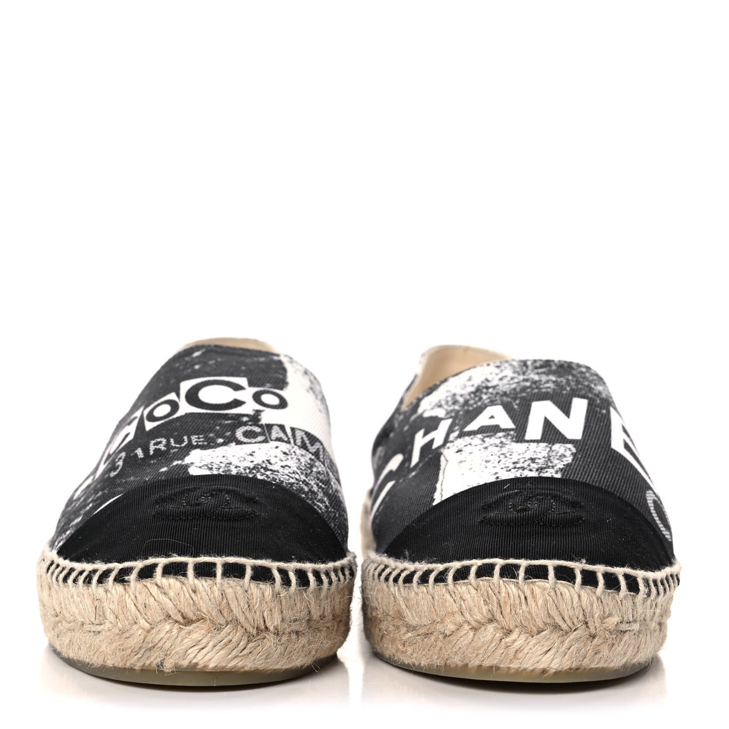 Printed Canvas Grosgrain 31 Rue Cambon Espadrilles 40 Black White