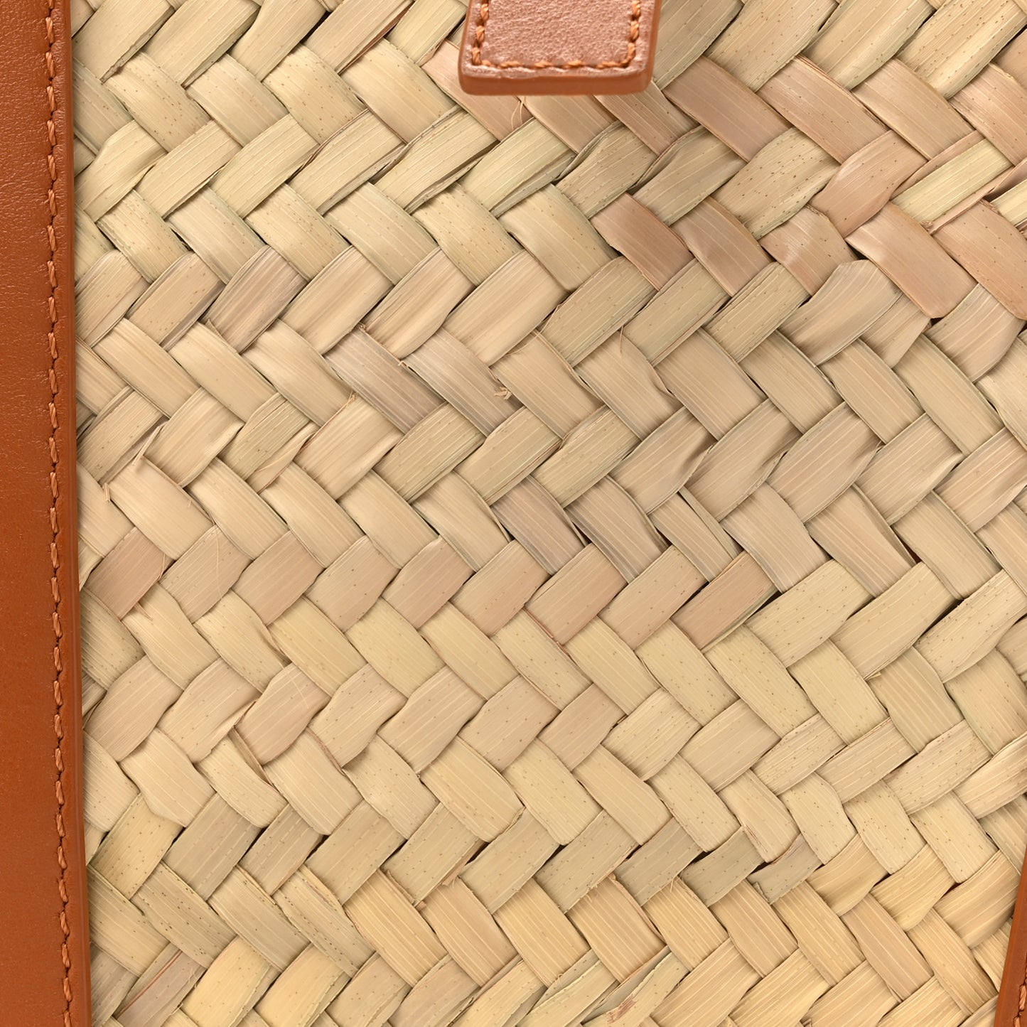 Palm Leaf Smooth Calfskin Medium Sense Basket Caramel