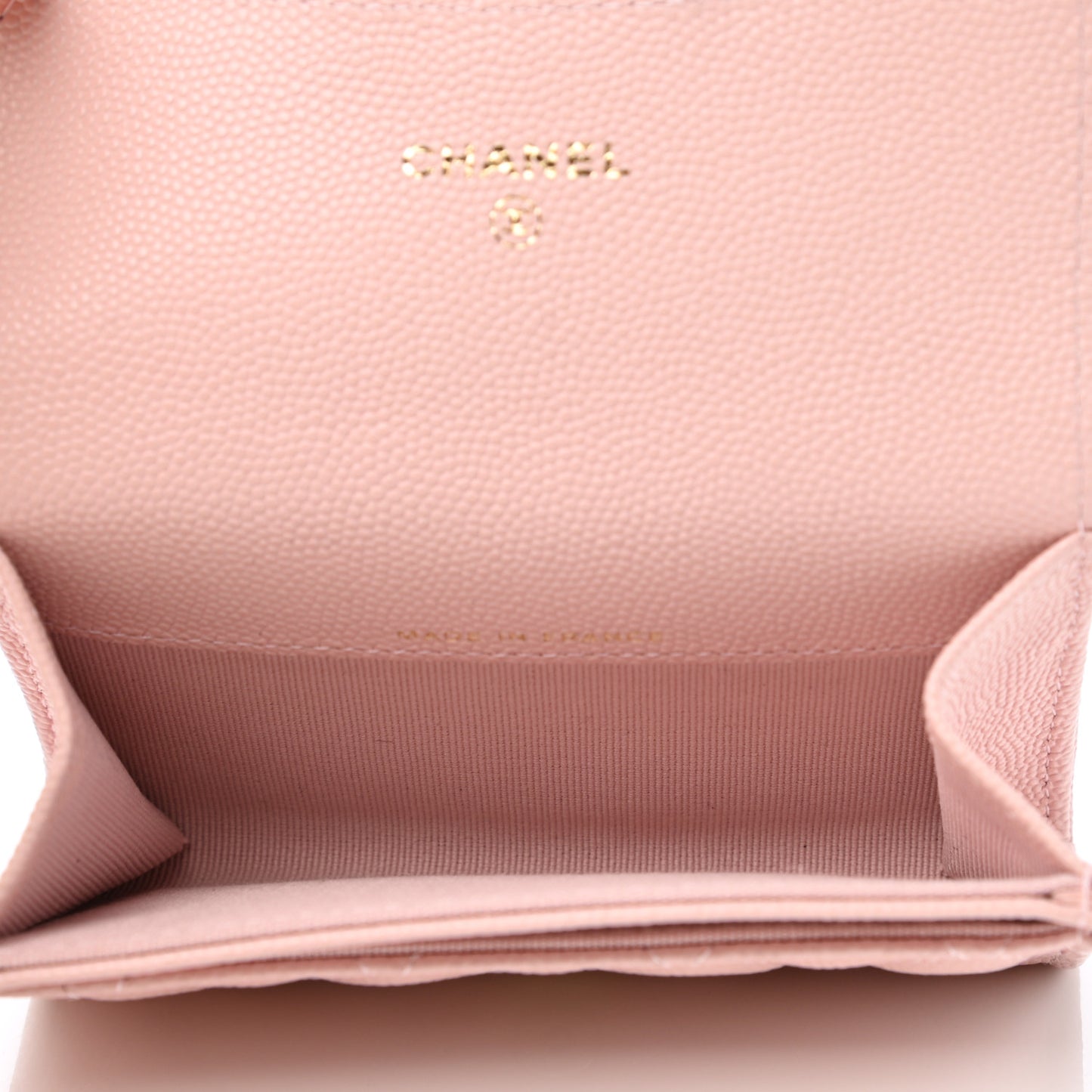 Caviar Quilted Flap Card Holder Wallet Light Pink