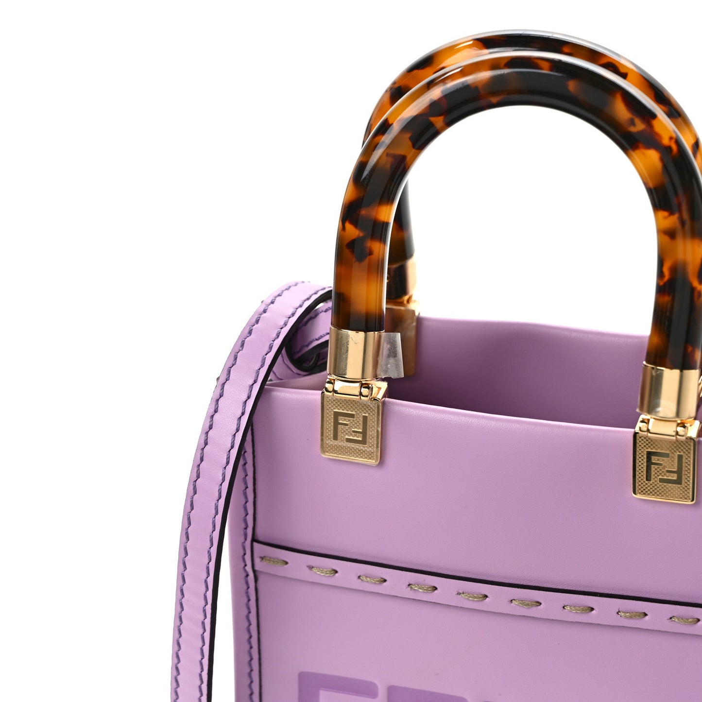 Vitello King Plexiglass Logo Embossed Mini Fendi Sunshine Shopper Tote Lavanda