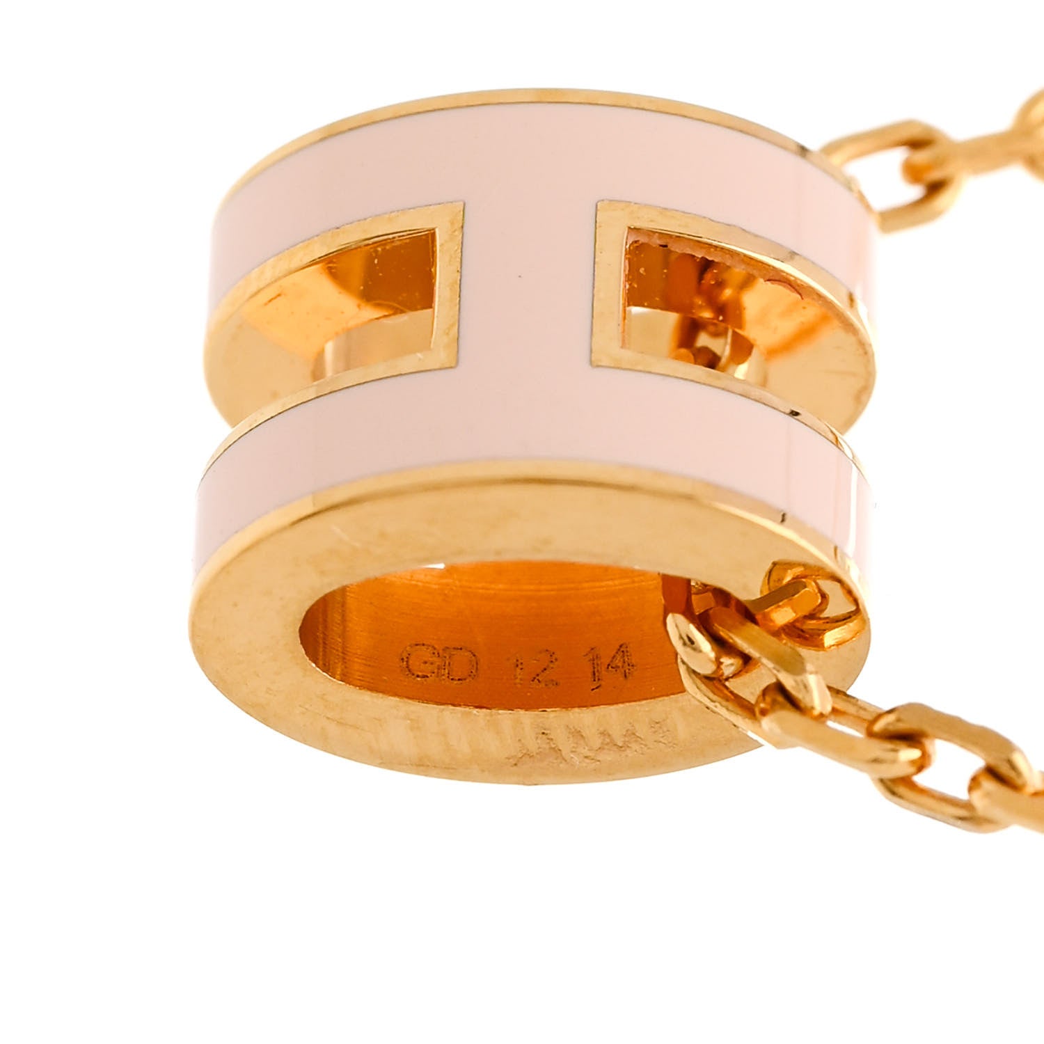 Hermes Lacquered Gold Mini Pop H Pendant Necklace Rose Dragee 5 of 7