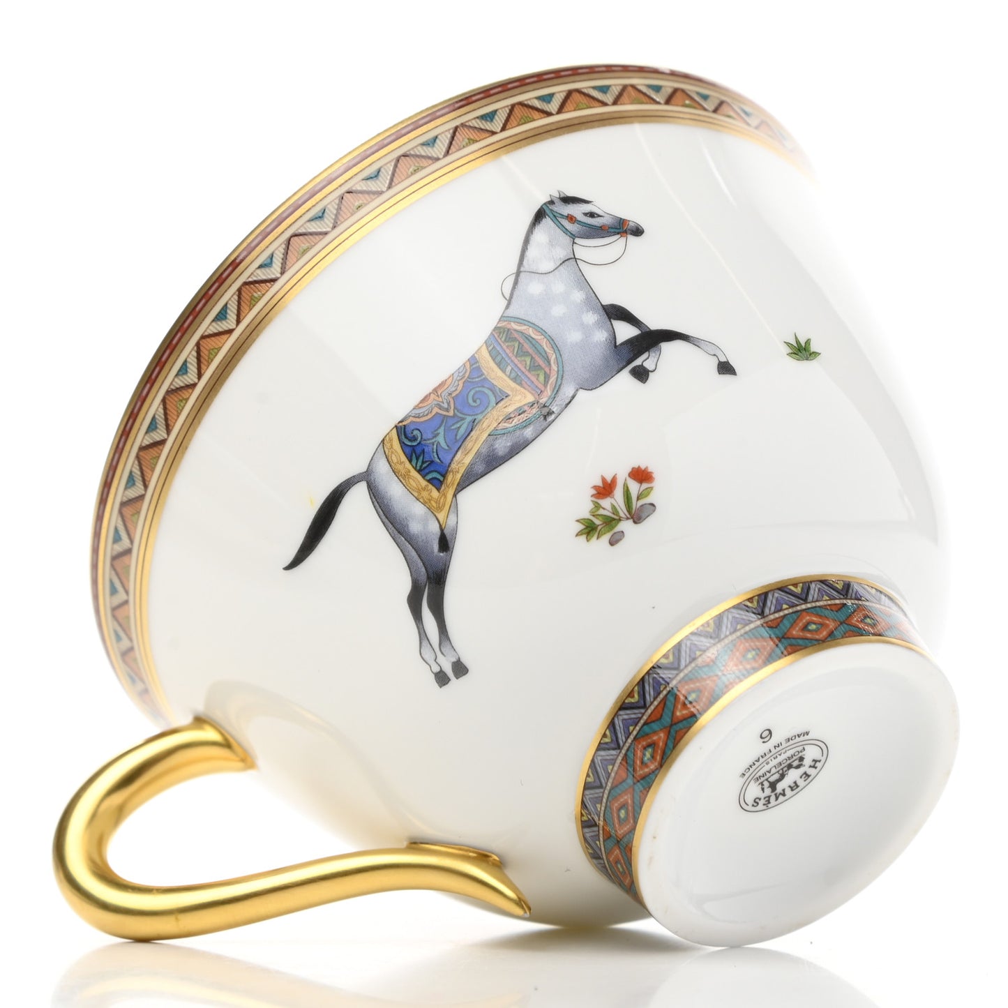 Porcelain Cheval d'Orient Tea Cup and Saucer