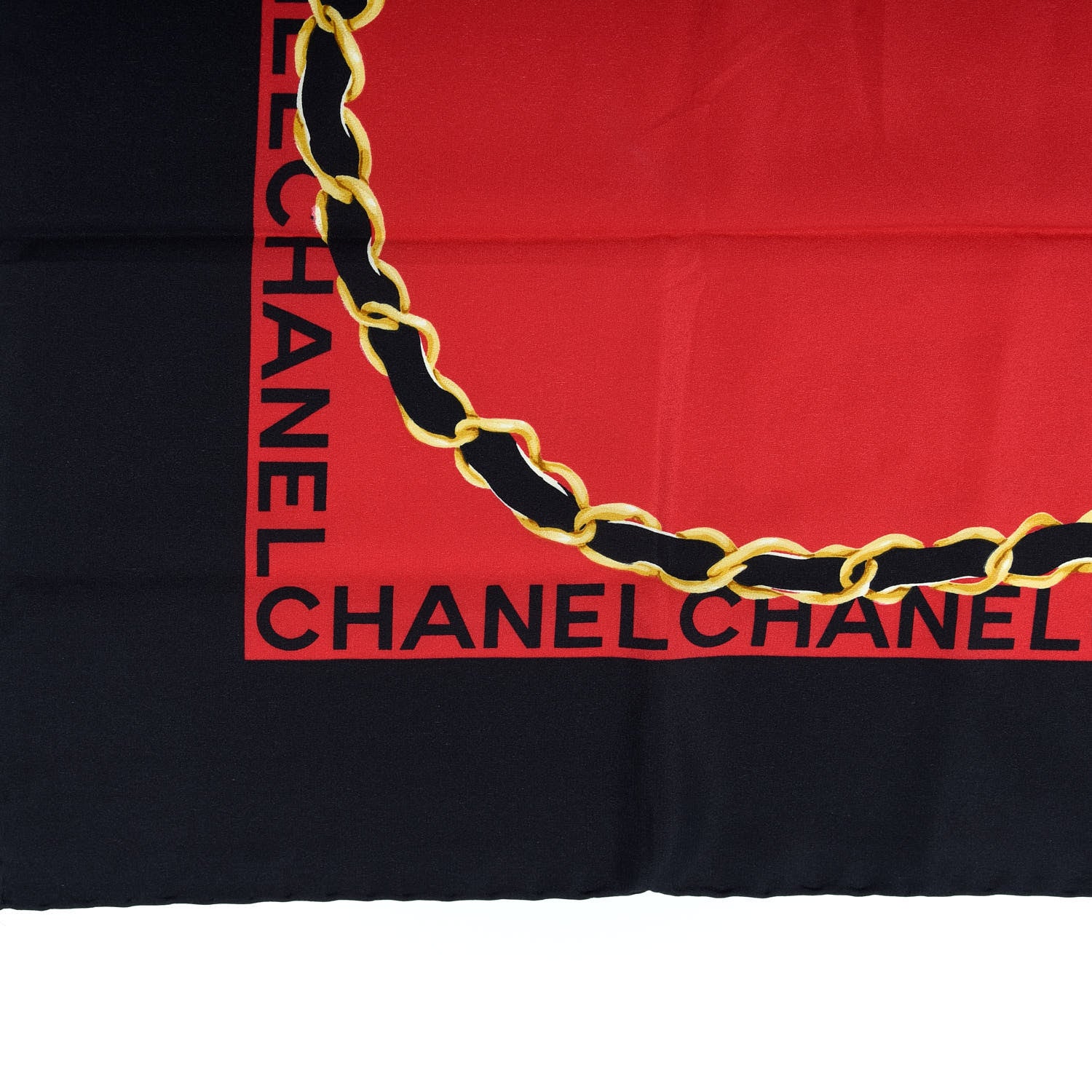 Chanel Silk CC Square Scarf Red Black 2 of 3