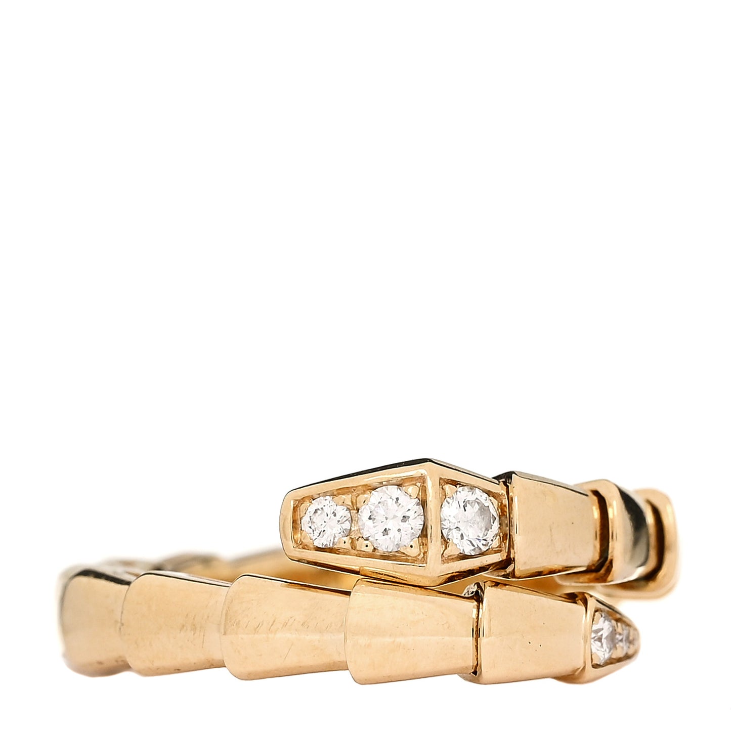 18K Yellow Gold Diamond Serpenti Viper Single Spiral Ring 51 5.75 53 6.5