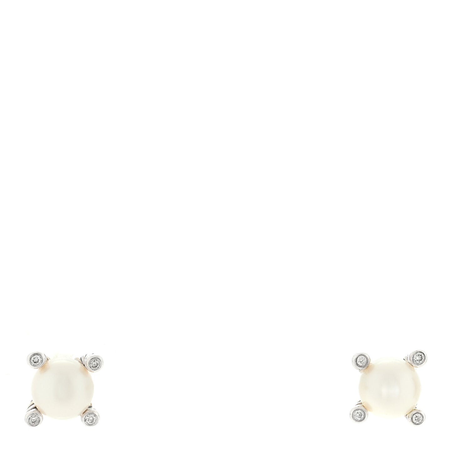 Sterling Silver Diamond Pearl 6-6.5mm Cable Stud Earrings