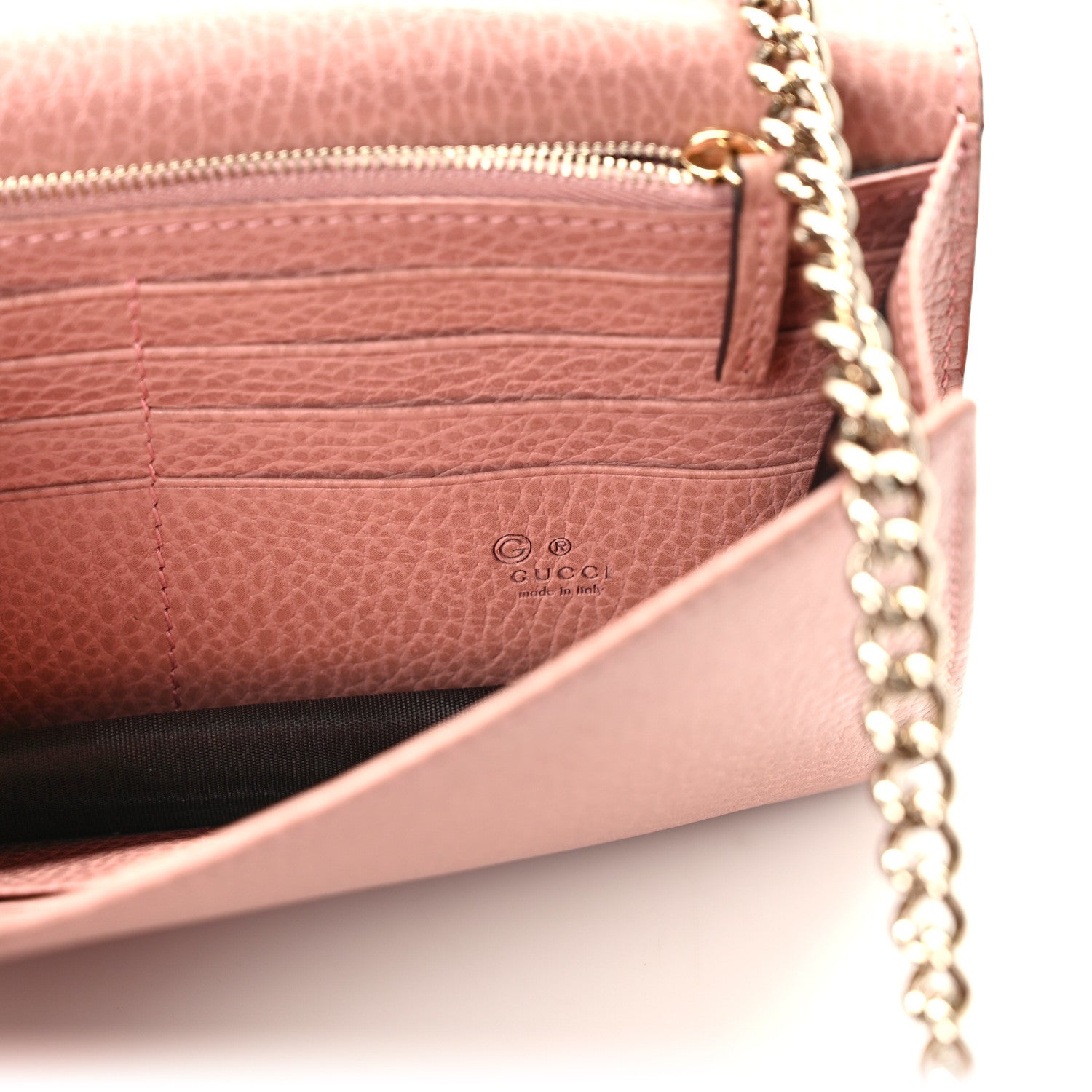 Gucci Dollar Calfskin Interlocking G Chain Wallet Soft Pink 6 of 11