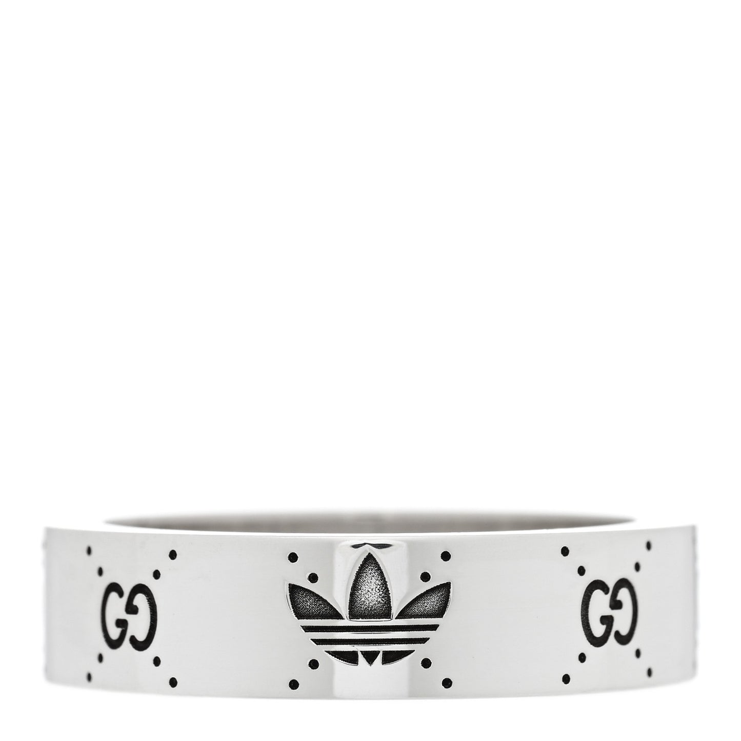 X ADIDAS Sterling Silver Trefoil GG Monogram Band Ring 62 10