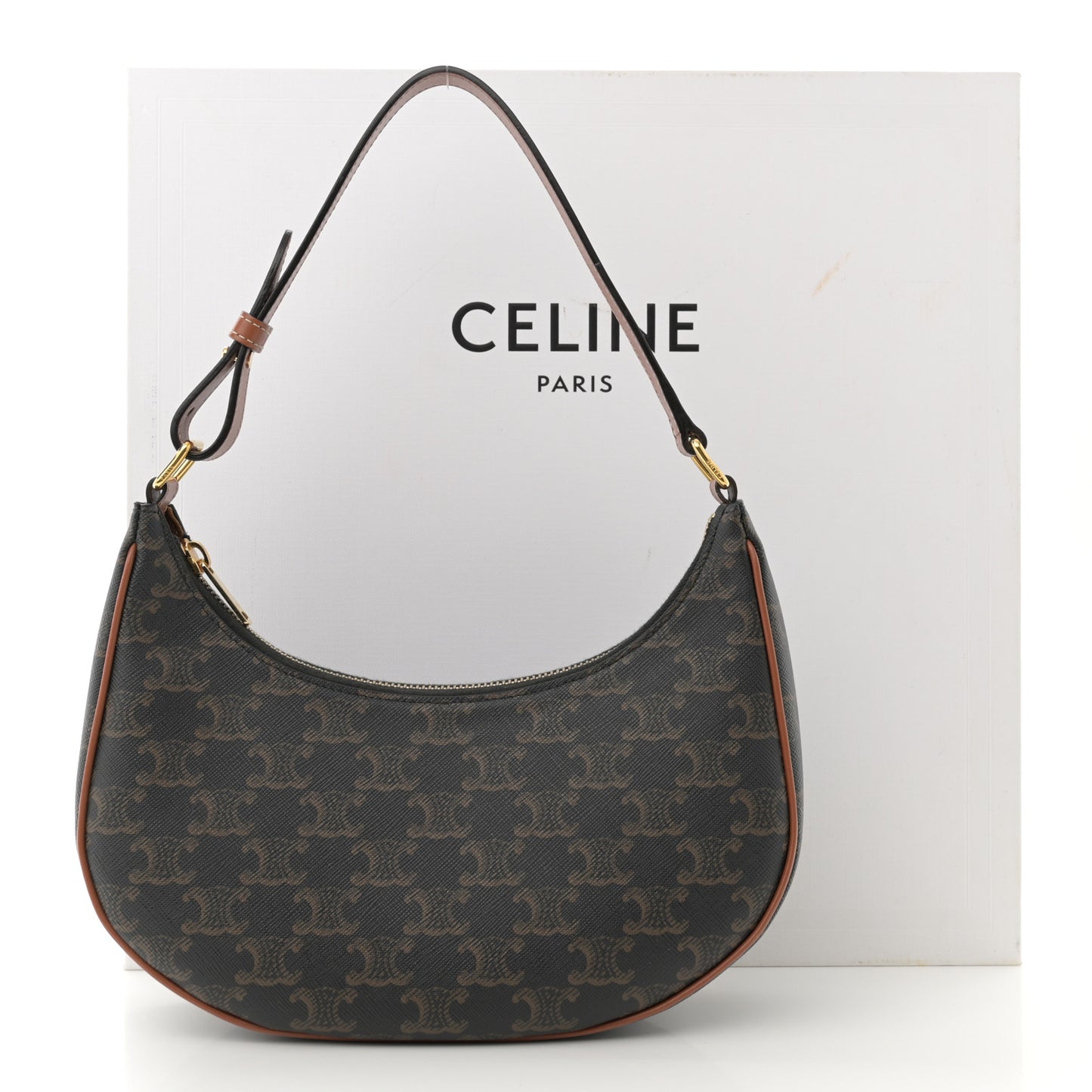 Triomphe Canvas Calfskin Ava Shoulder Bag Tan