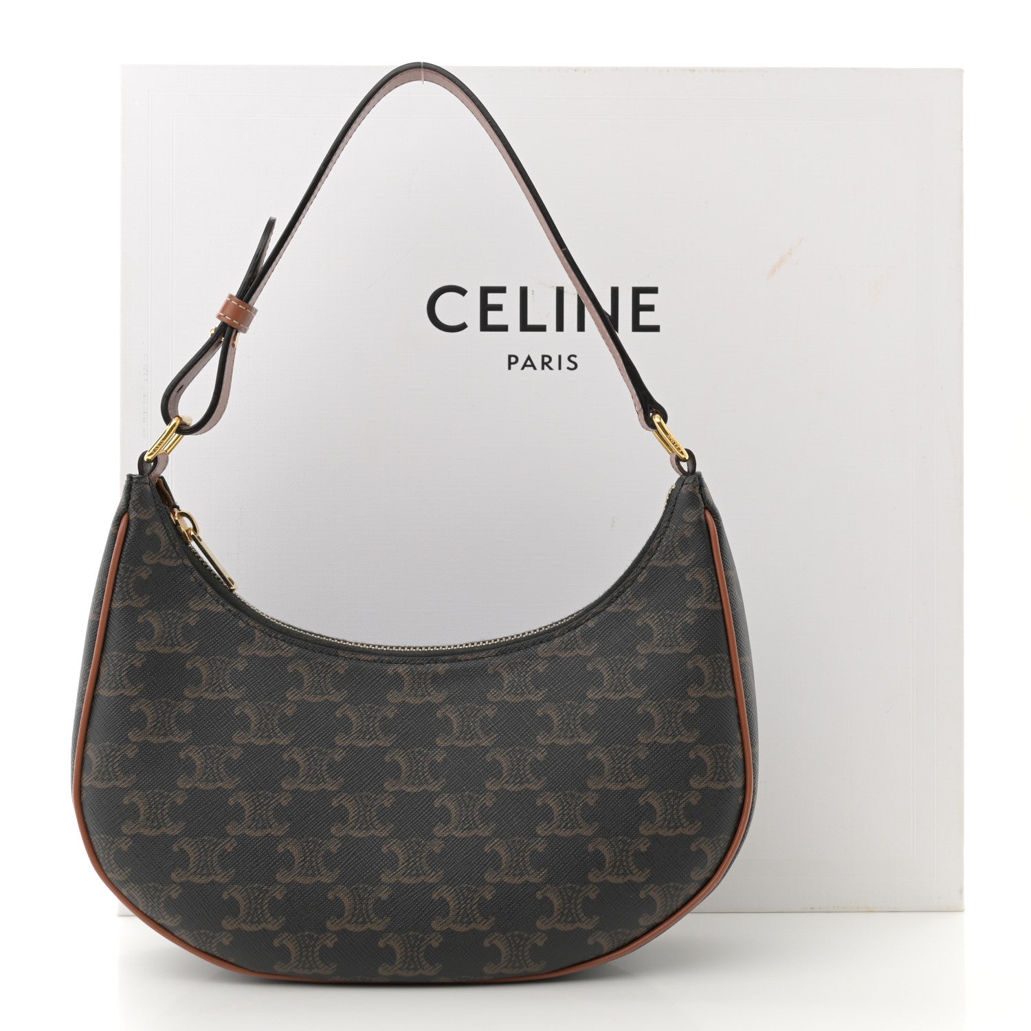 Celine Triomphe Canvas Calfskin Ava Shoulder Bag Tan 12 of 12