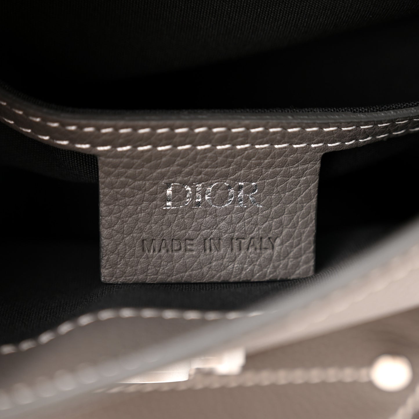 Grained Calfskin Mini Saddle Backpack Grey