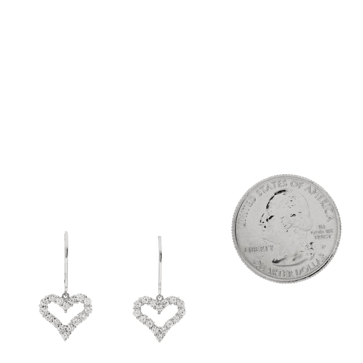 Platinum Diamond Heart Drop Earrings
