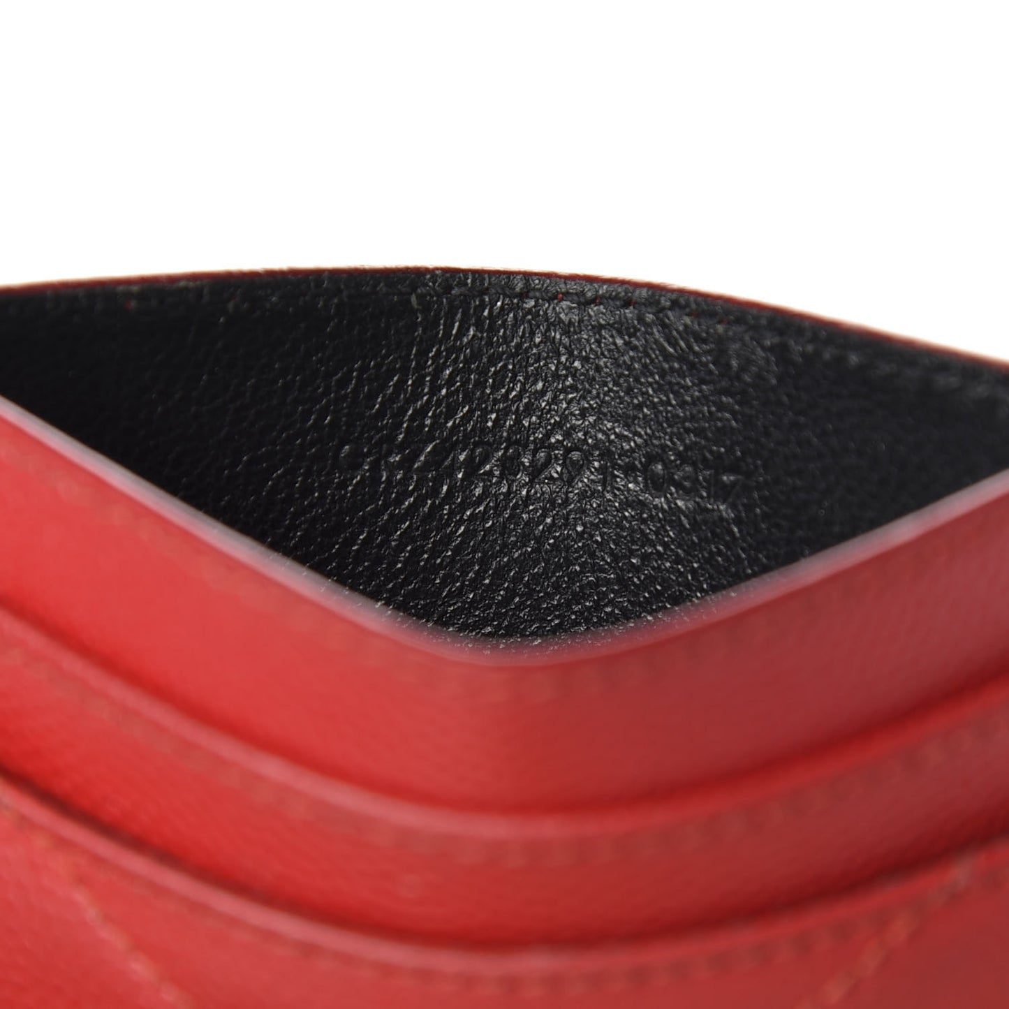 Grain De Poudre Matelasse Chevron Monogram Credit Card Case New Red