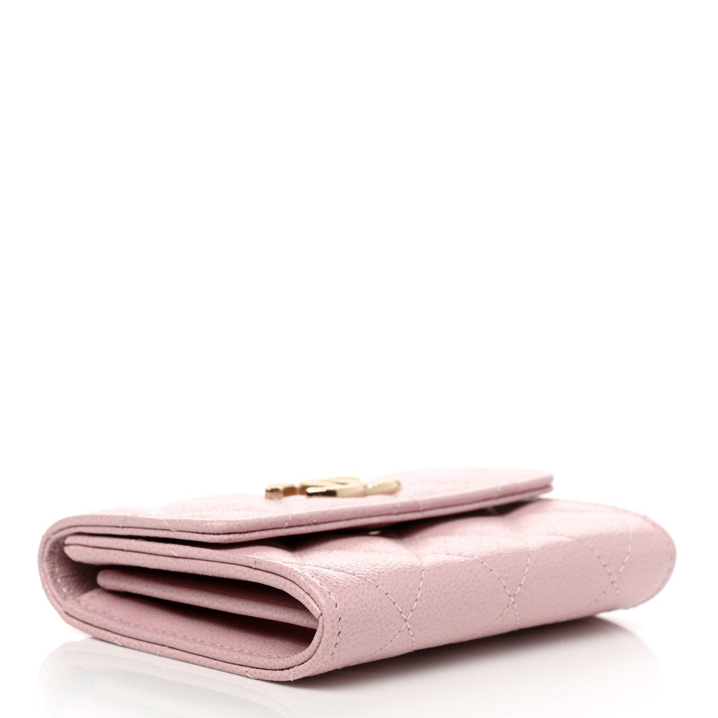 Caviar Quilted Studded CC Flap Card Holder Light Pink