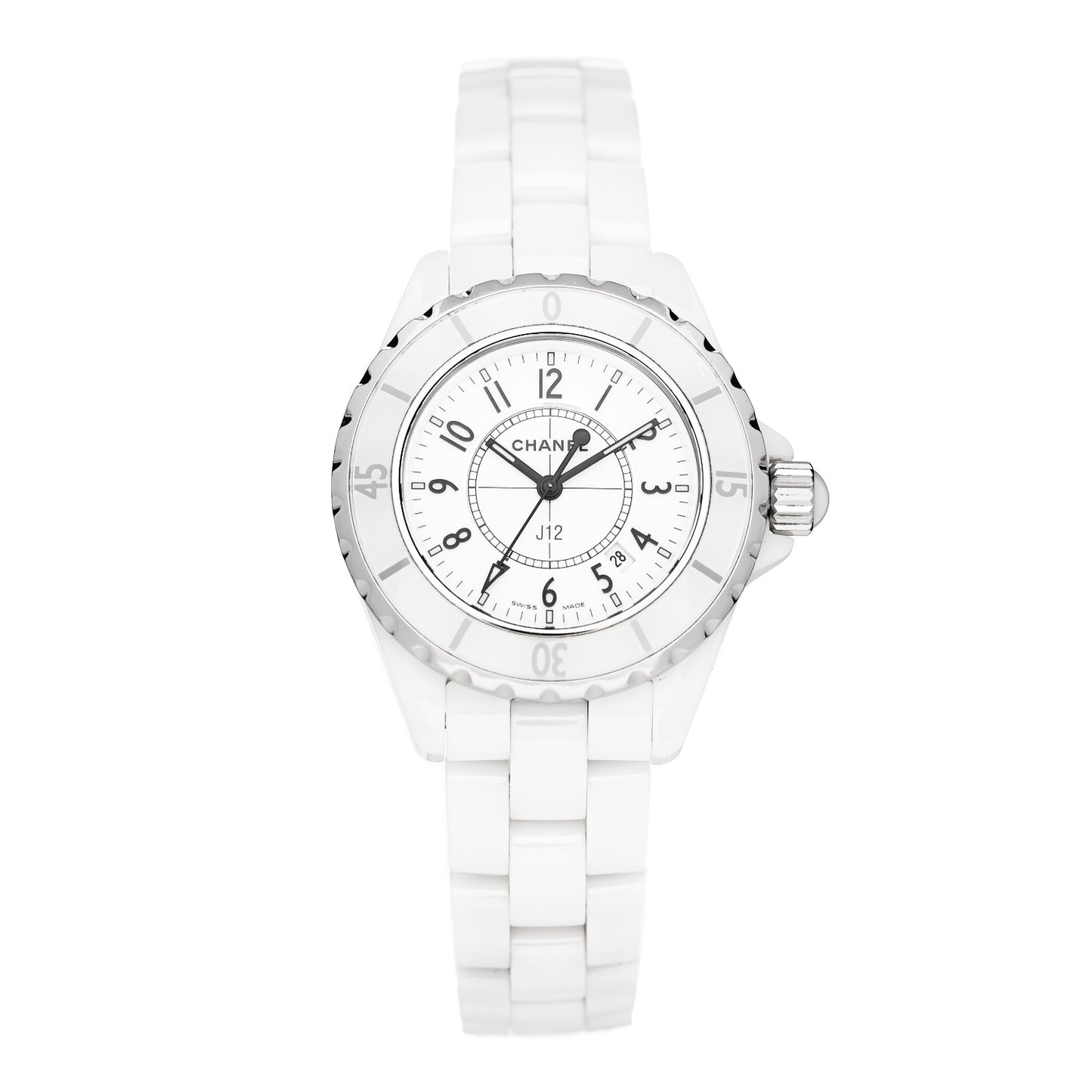 Stainless Steel Ceramic 33mm J12 Quartz Watch White