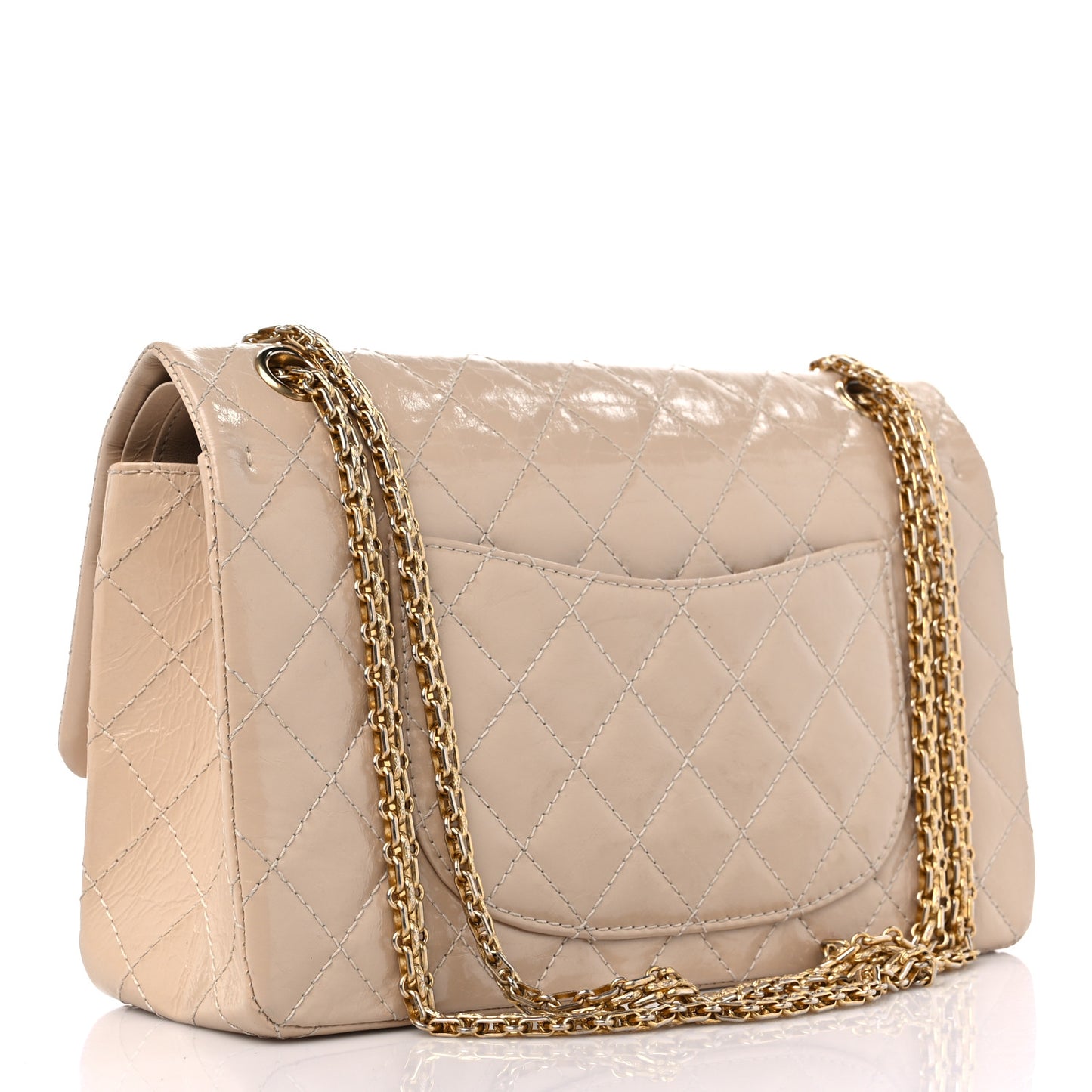 Distressed Patent Quilted 2.55 Reissue 226 Flap Beige