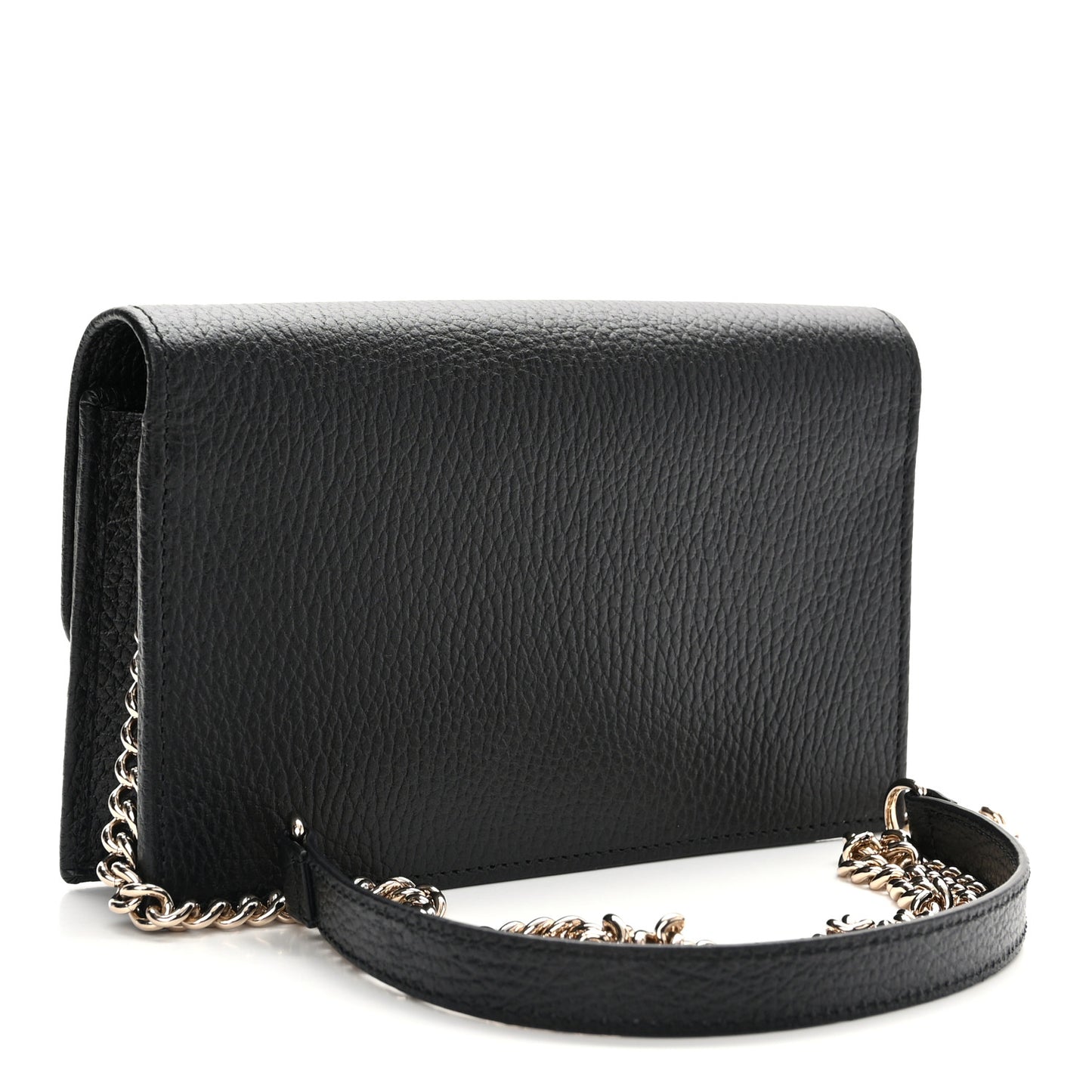 Dollar Calfskin Interlocking G Chain Wallet Black